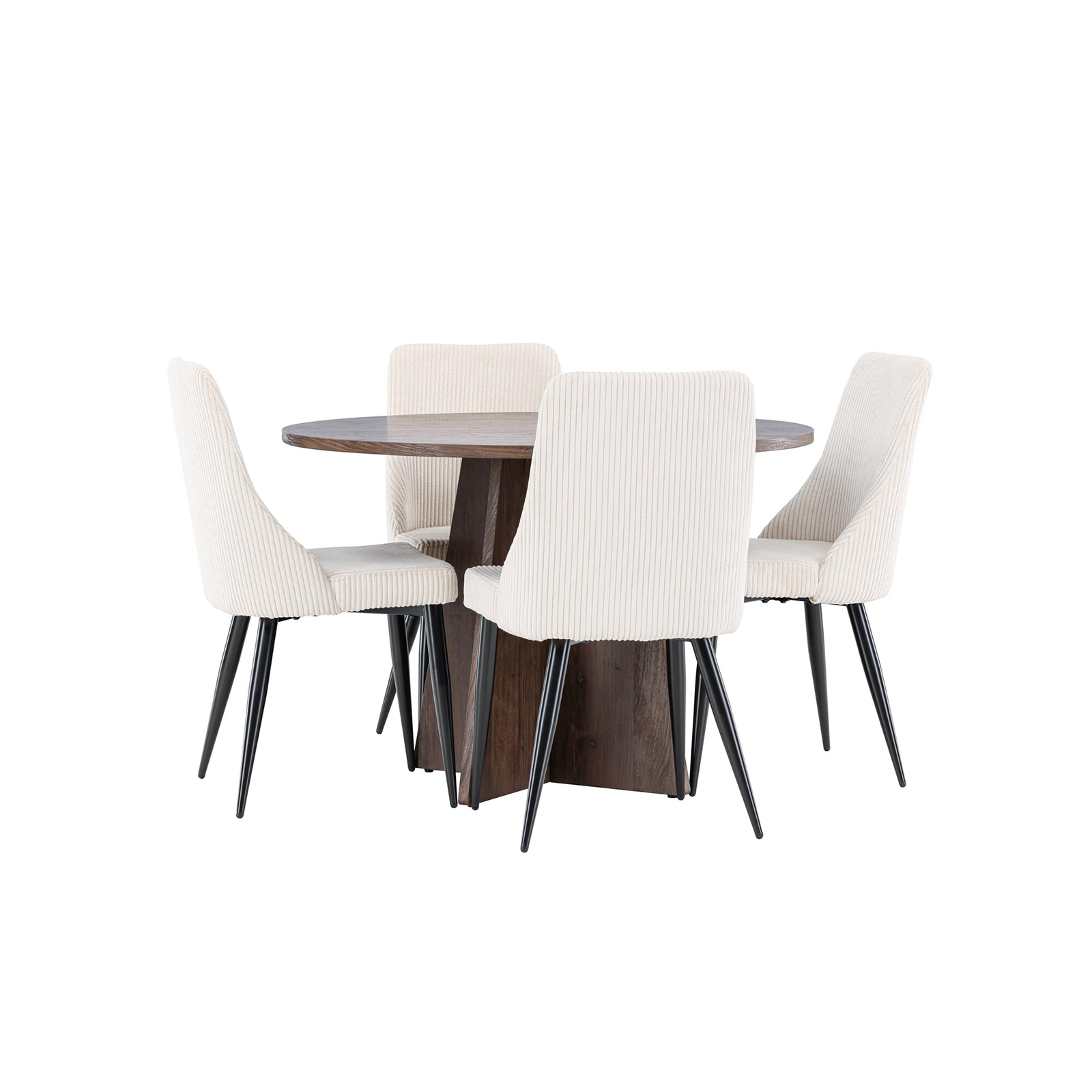 Spisegruppe Venture Home Bootcut Ø110 med 4 stk Leone Stoler