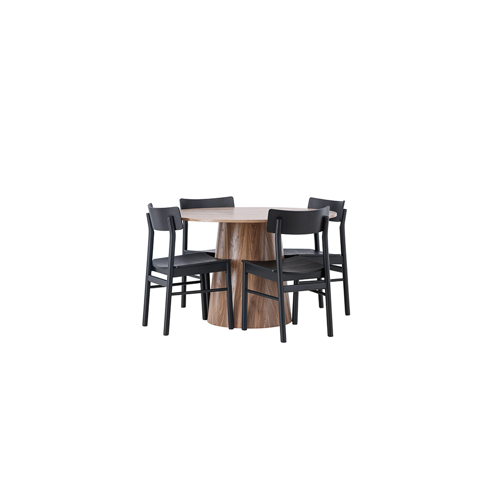 Spisegruppe Venture Home Lanzo Ø120 cm med 4 stk Montros Stoler
