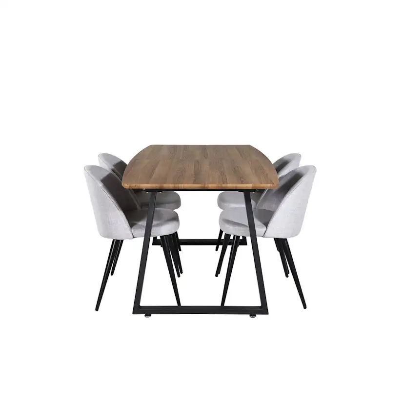 Spisegruppe Venture Home Ina med 4 Valentina Stoler Polyester