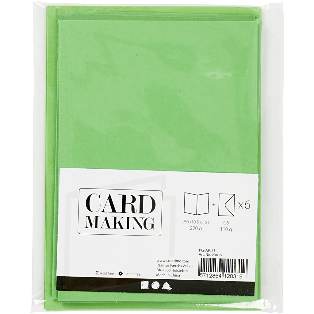 Kort Creativ Company og Konvolutt Kort str 10,5x15 cm Konvolutt str 11,5x16,5 cm 6 stk 1 Pk