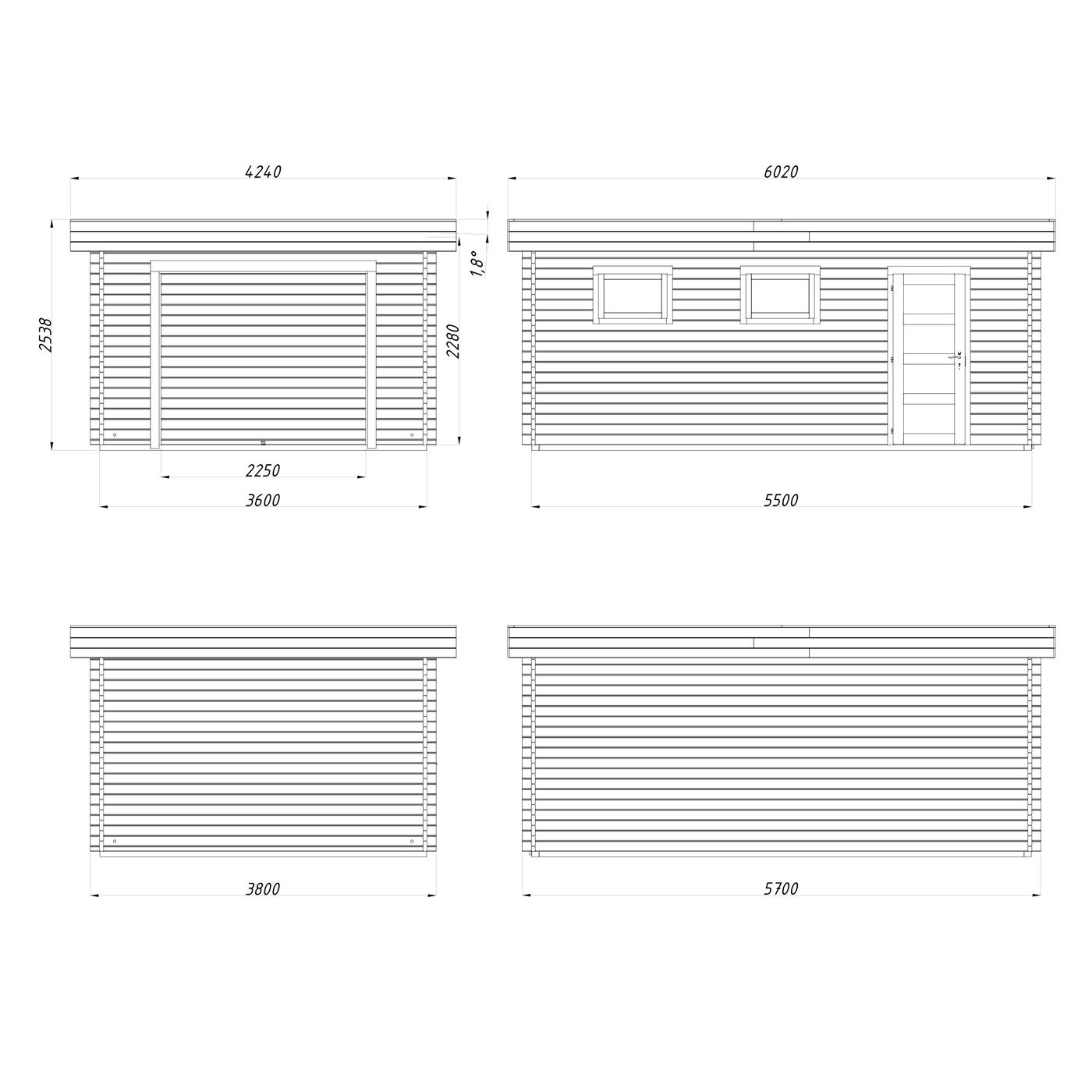 Garasje Palmako Rasmus Kit 19,8 m2