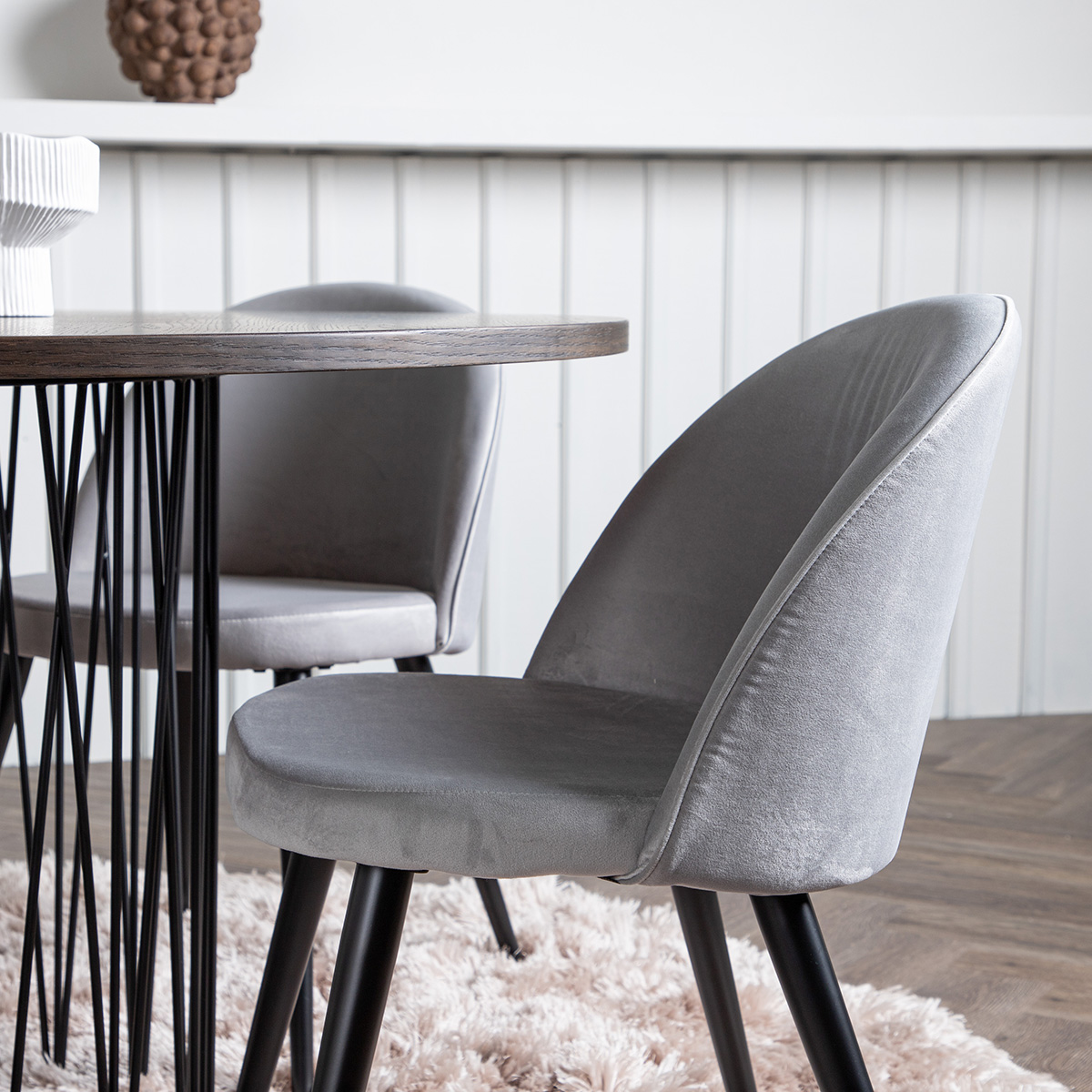 Spisegruppe furniture/fashion Stone med 4 Velvet Stoler