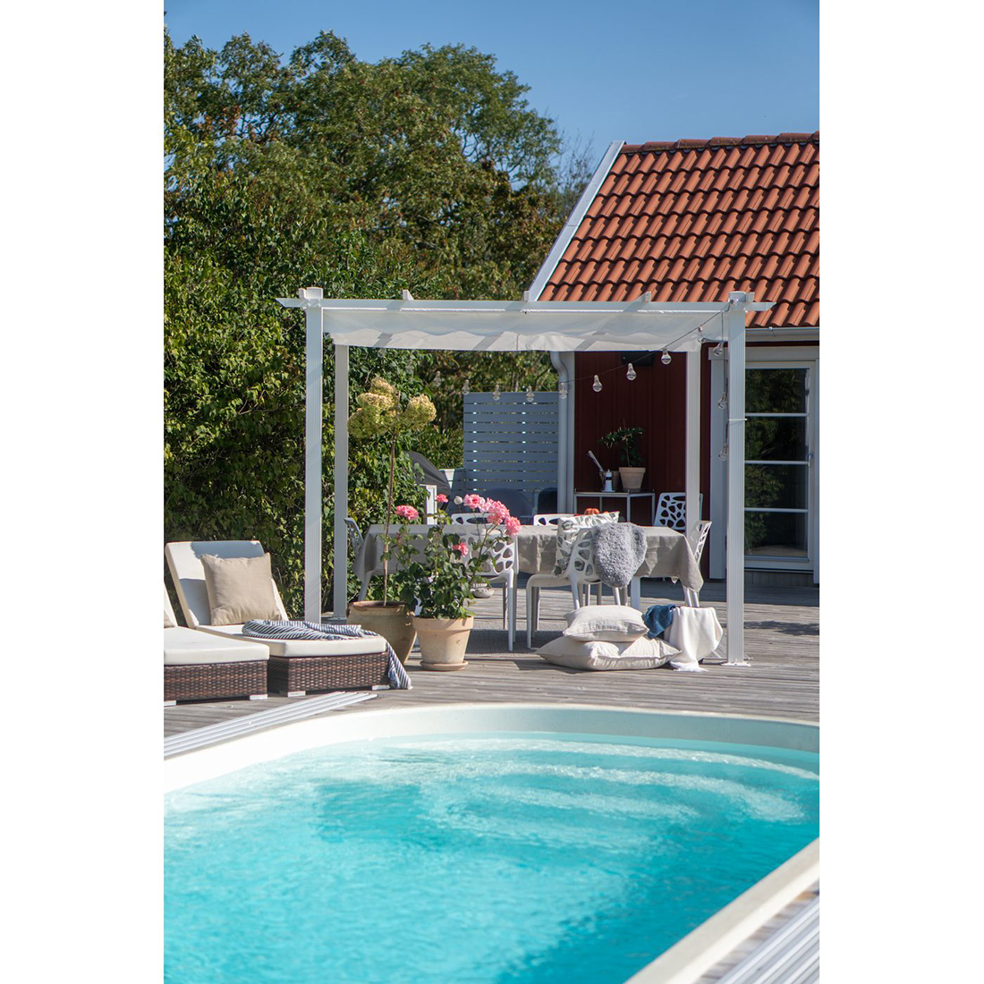 Pergola 3x3 m Vit Hvit/Hvit