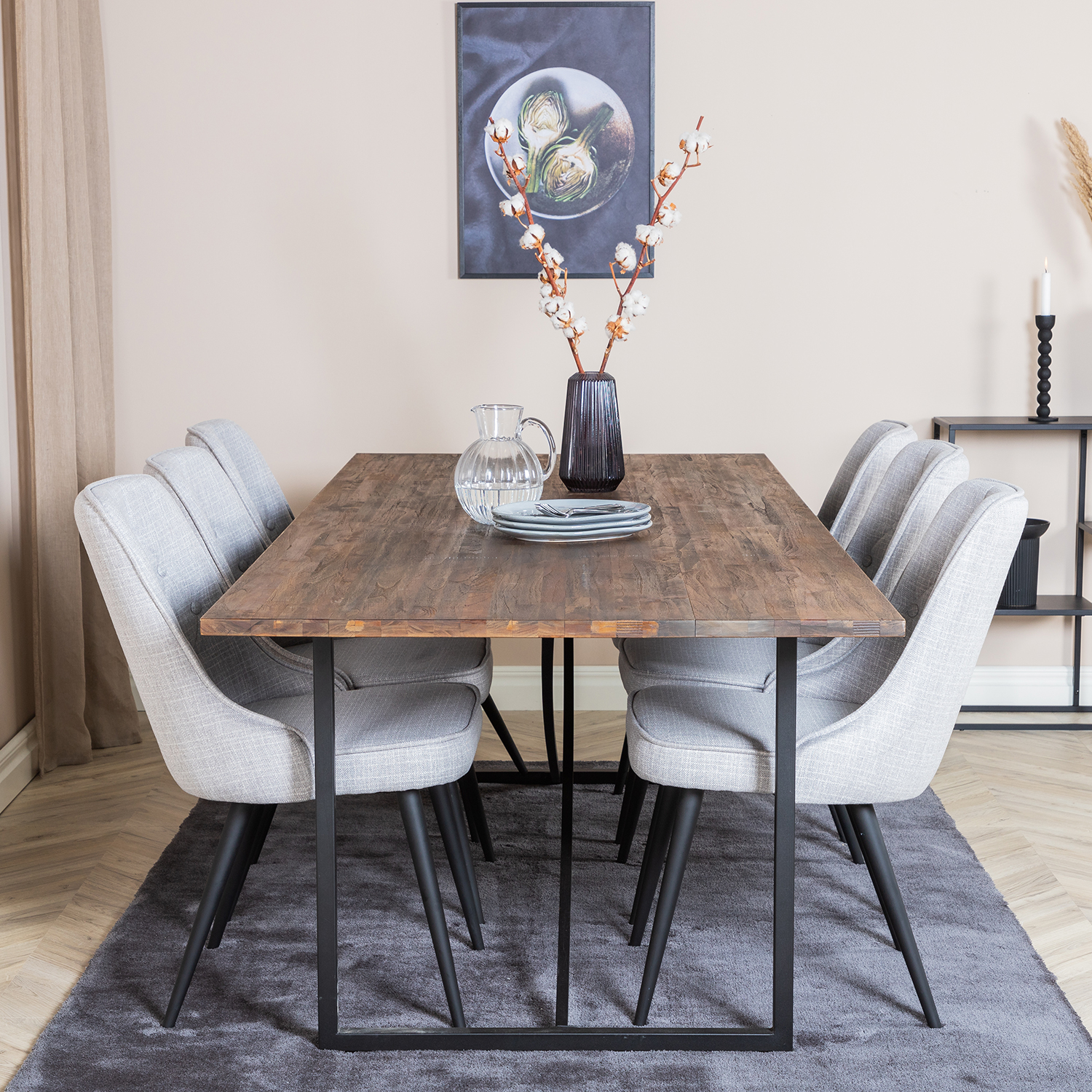 Spisegruppe Venture Home Peo med 6 Vera Stoler