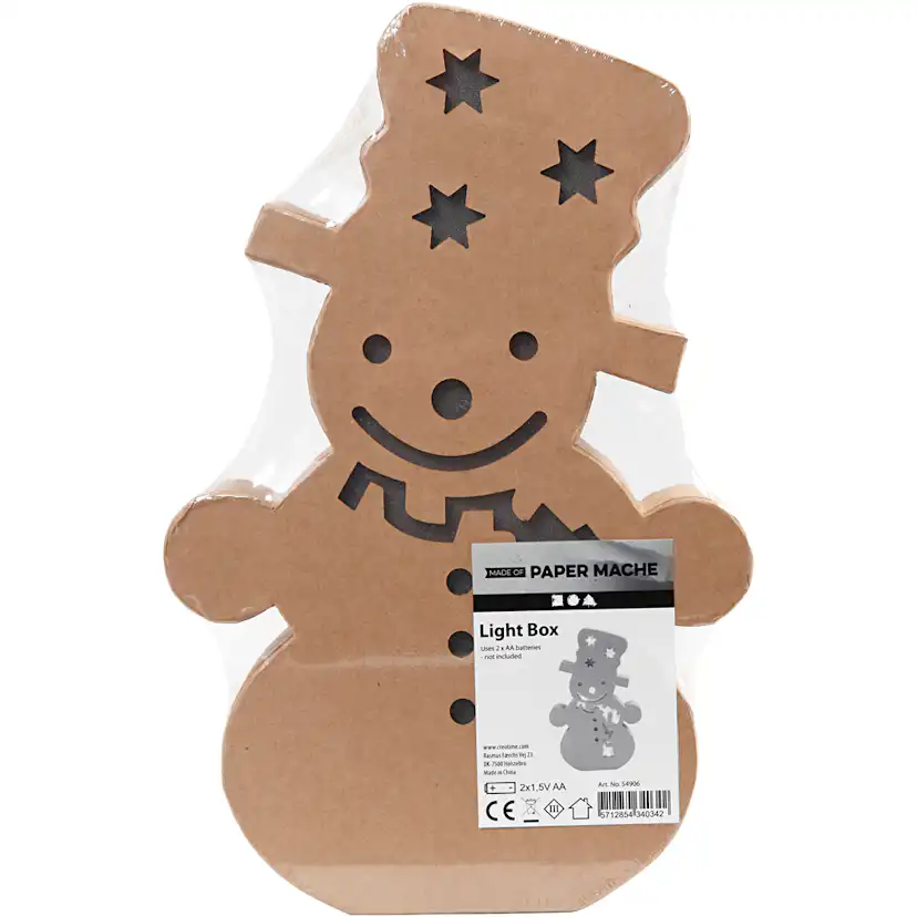 Pappfigur Creativ Company med Innebygd Lys Snømann H27x4x17,5 cm 1 Stk