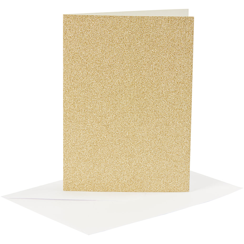 Kort Creativ Company og Konvolutt Glitter Kortstr 10,5x15 cm Konvstr 11,5x16,5 cm 4 sett/1 Pk