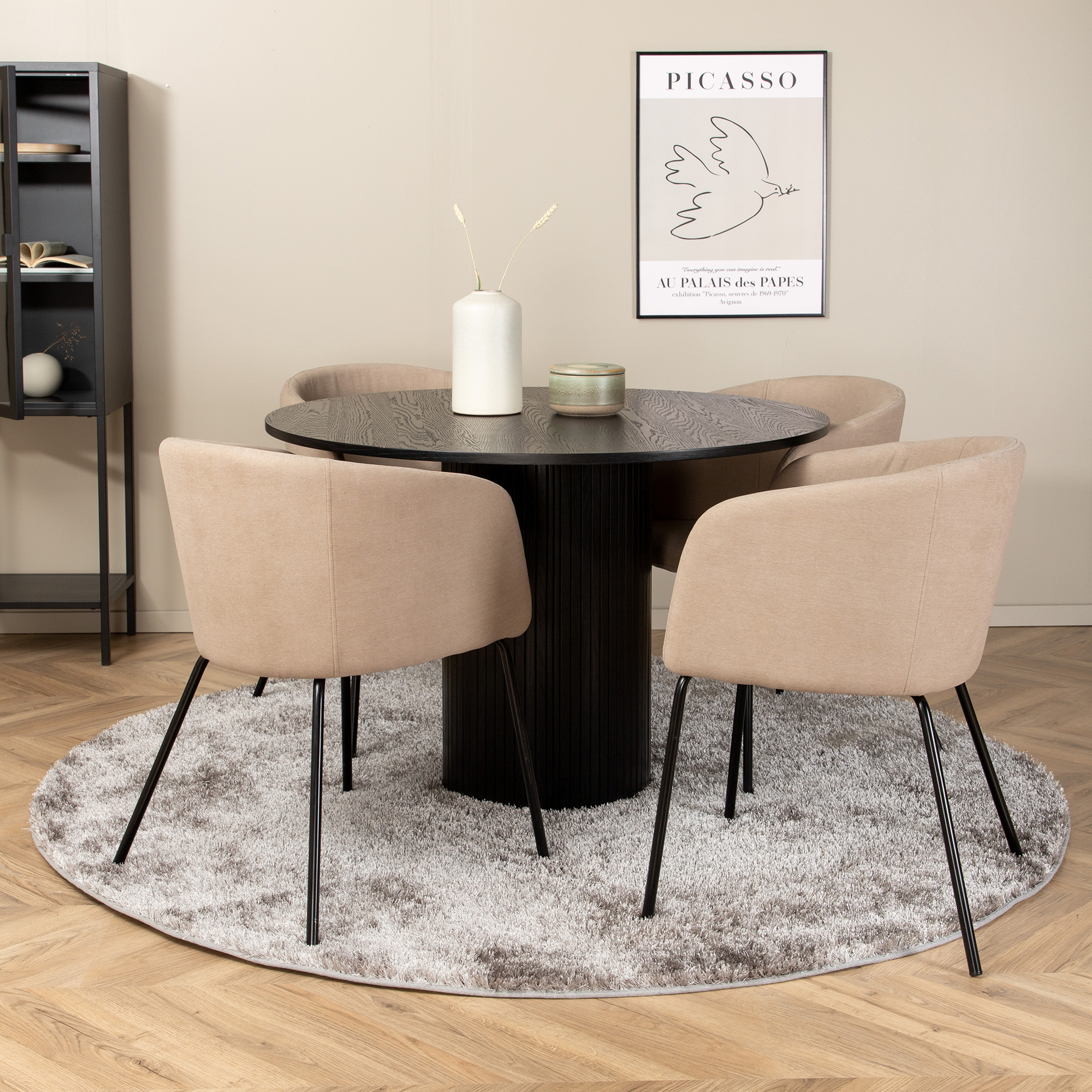 Spisegruppe Venture Home Bianca Rund med 4 Bergen Stoler