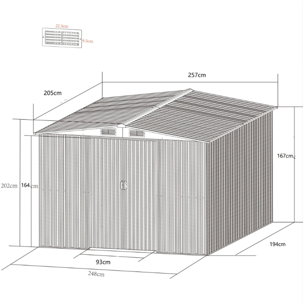 Redskapsbod Metalcraft 5,3m² med Dobbel Skyvedør