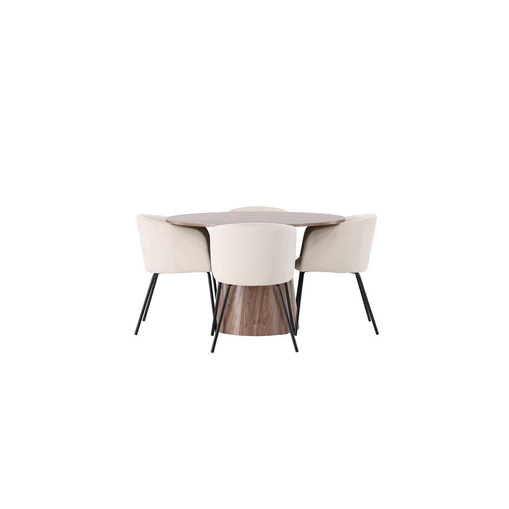 Spisegruppe Venture Home Lanzo Ø120 cm med 4 stk Berit Stoler