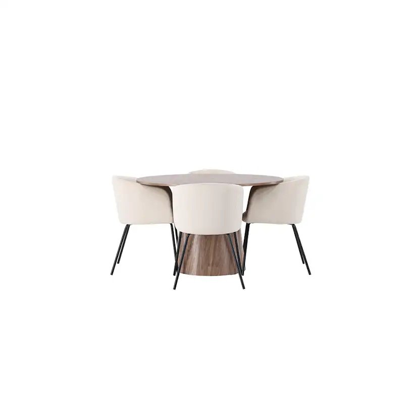 Spisegruppe Venture Home Lanzo Ø120 cm med 4 stk Berit Stoler