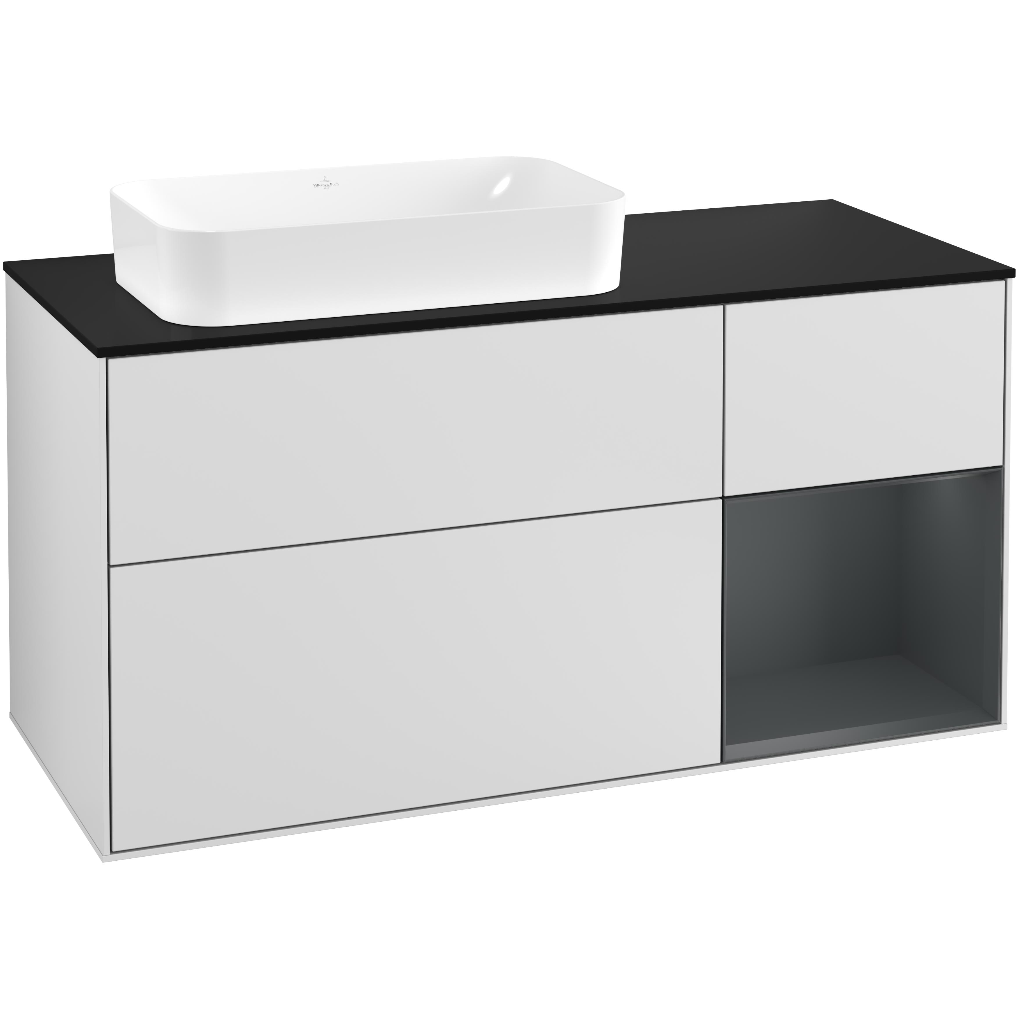 Tvättställsskåp Villeroy & Boch Finion med 3 Lådor Hylla och Bänkskiva för Ocentrerat Fristående Tvättställ