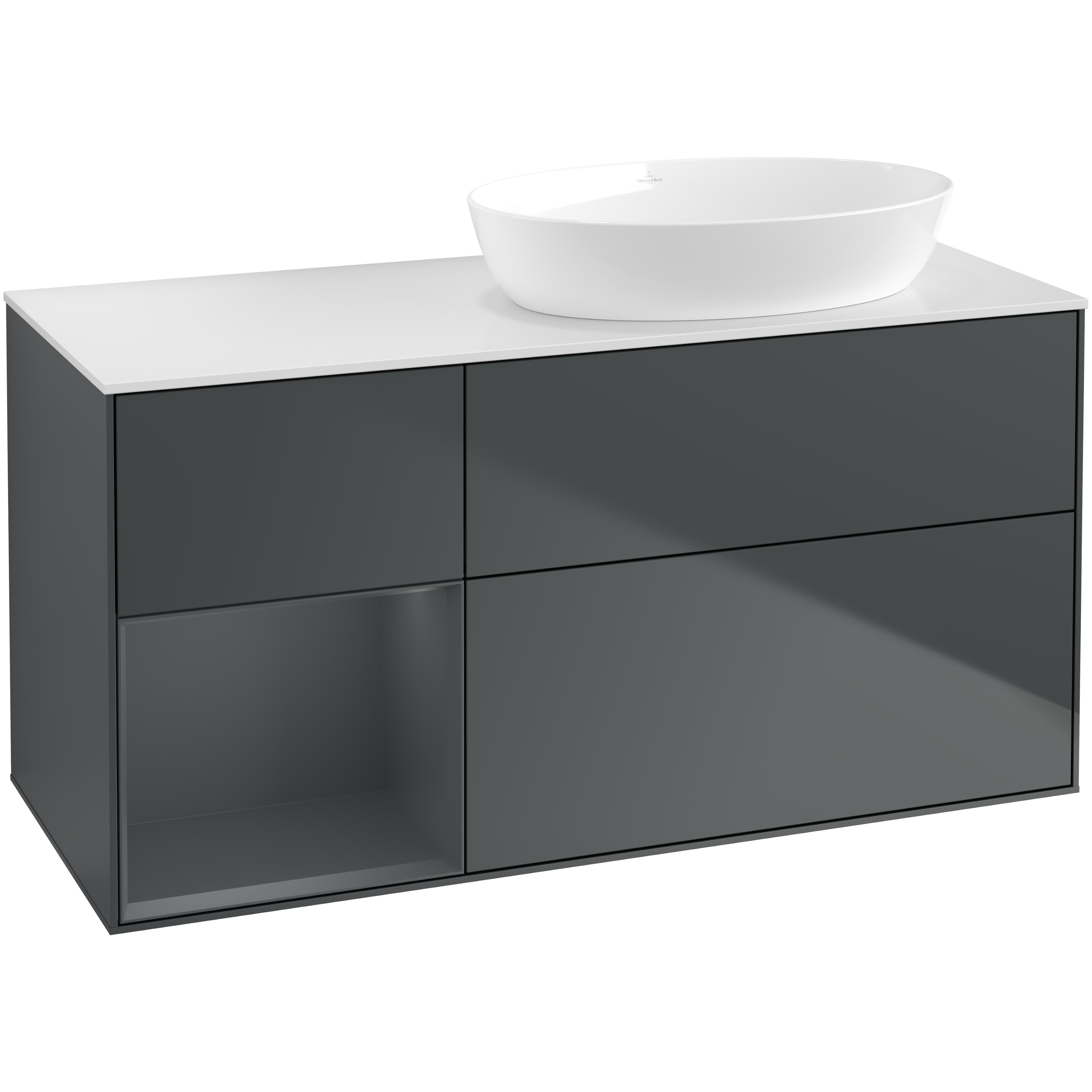 Tvättställsskåp Villeroy & Boch Finion med 3 Lådor Hylla och Bänkskiva för Ocentrerat Tvättställ från Artis & Collaro
