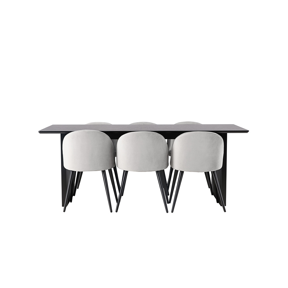 Spisegruppe Venture Home Vail med 6 Velvet Stoler