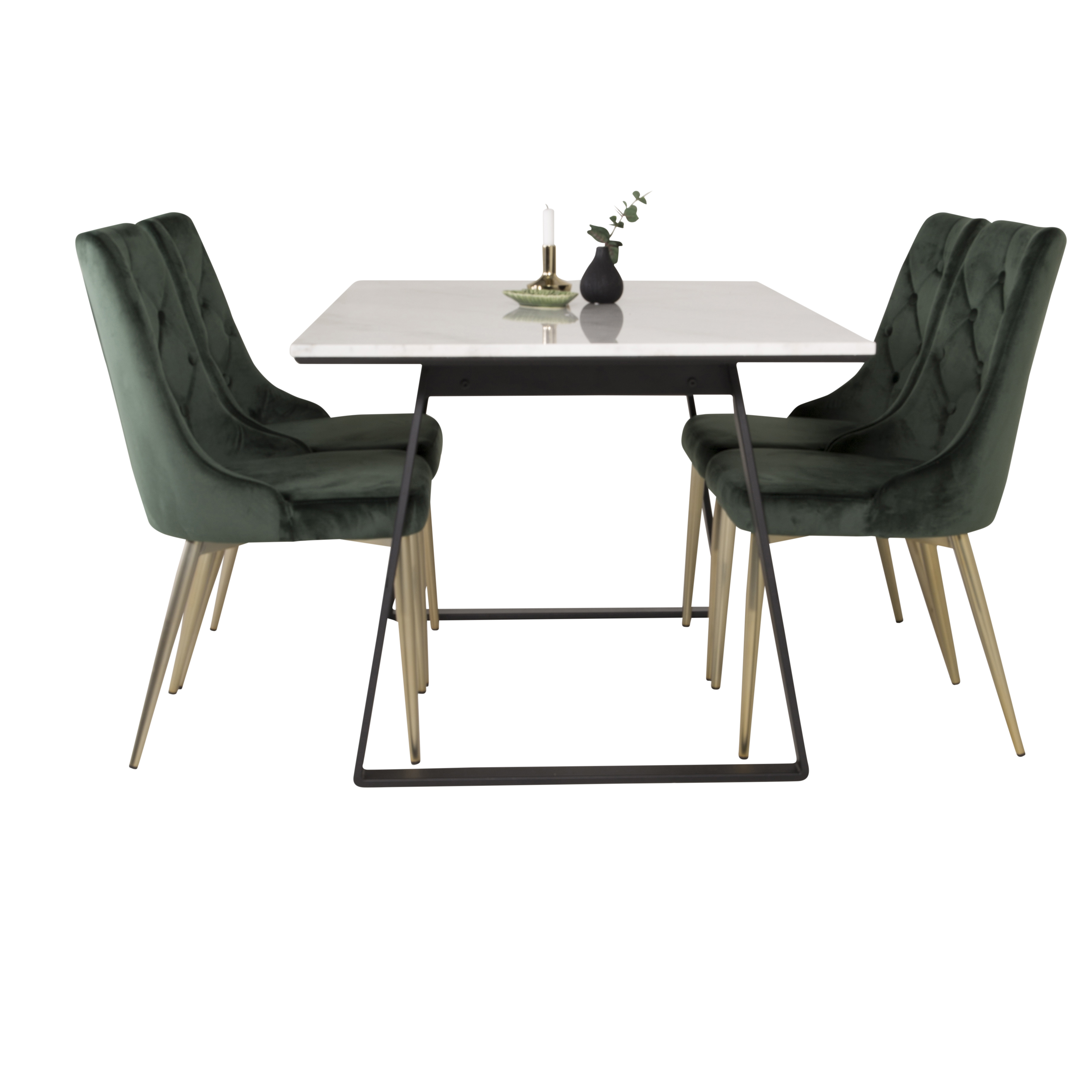 Spisegruppe Venture Home Estelle 140 med 4 Vera Stoler Fløyel/Messing