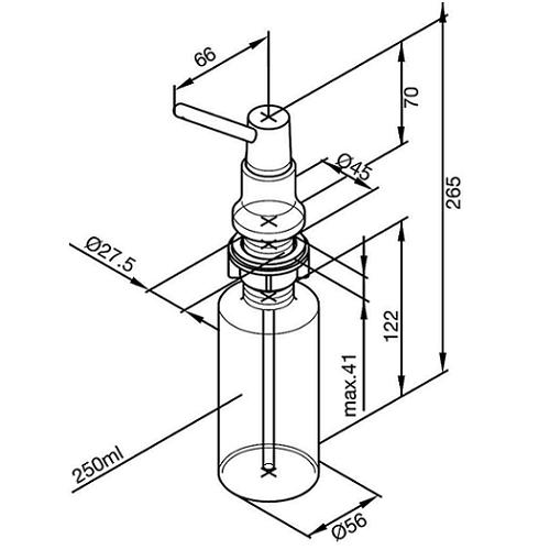 Dispenser Utloppspip 66 mm Krom Plan Topp