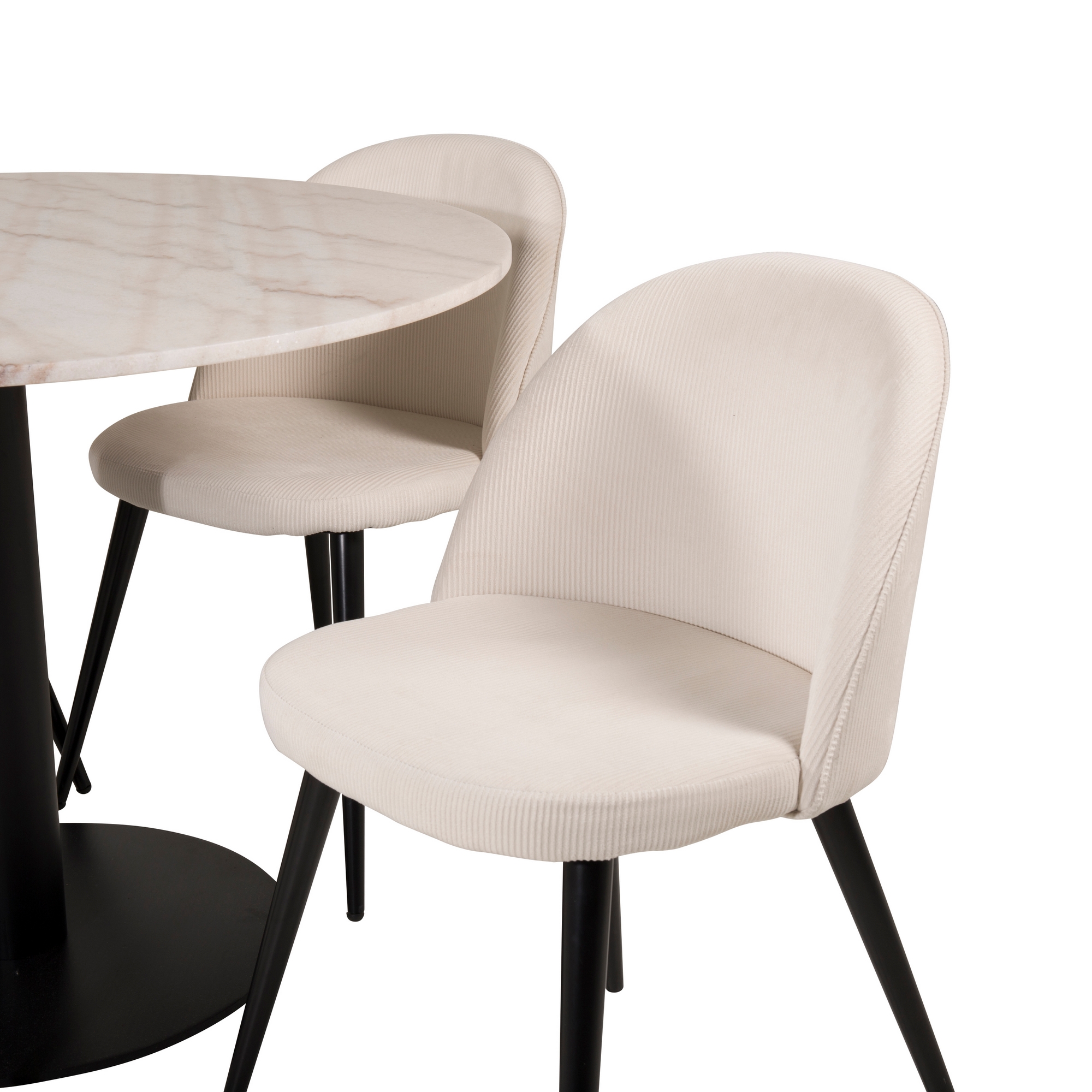 Spisegruppe Venture Home Estelle Rundt med 4 Valentina Stoler