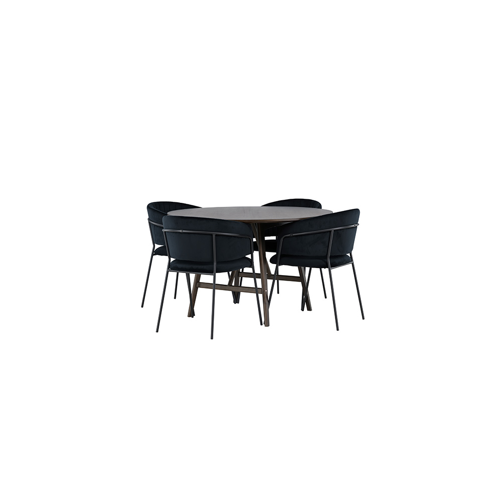 Spisegruppe Venture Home Kaseidon Ø100 cm med 4 stk Selma Stoler