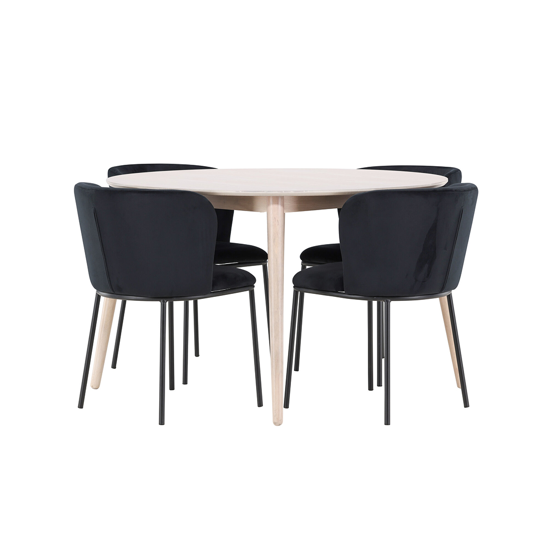 Spisegruppe Venture Home Flora Ø120 cm med 4st Edina Spisestoler