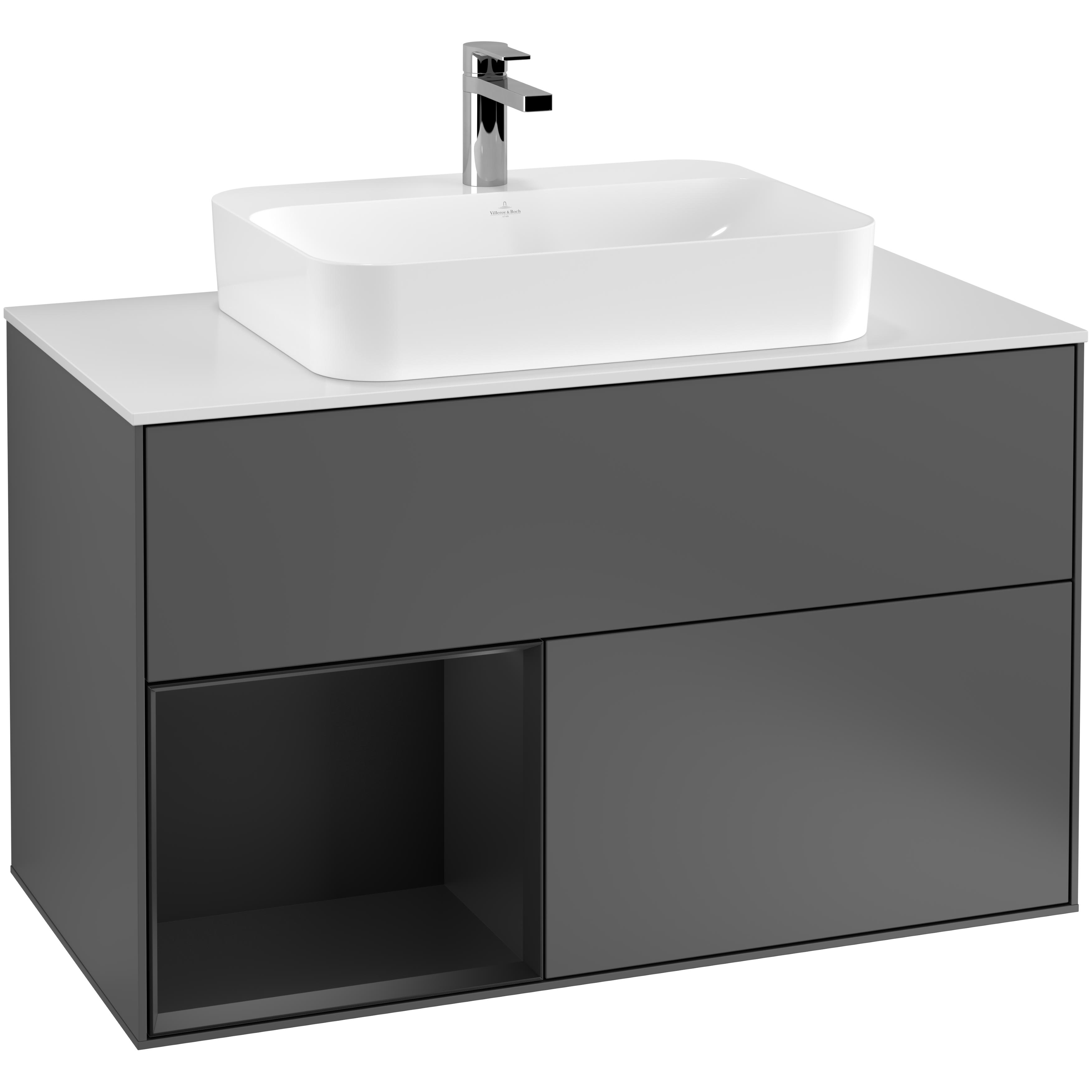 Tvättställsskåp Villeroy & Boch Finion med 2 Lådor Hylla och Bänkskiva för Ytmonterat Tvättställ | badrum - badrumsmobler - tvattstallsskap-och-kommod | KakelKungen
