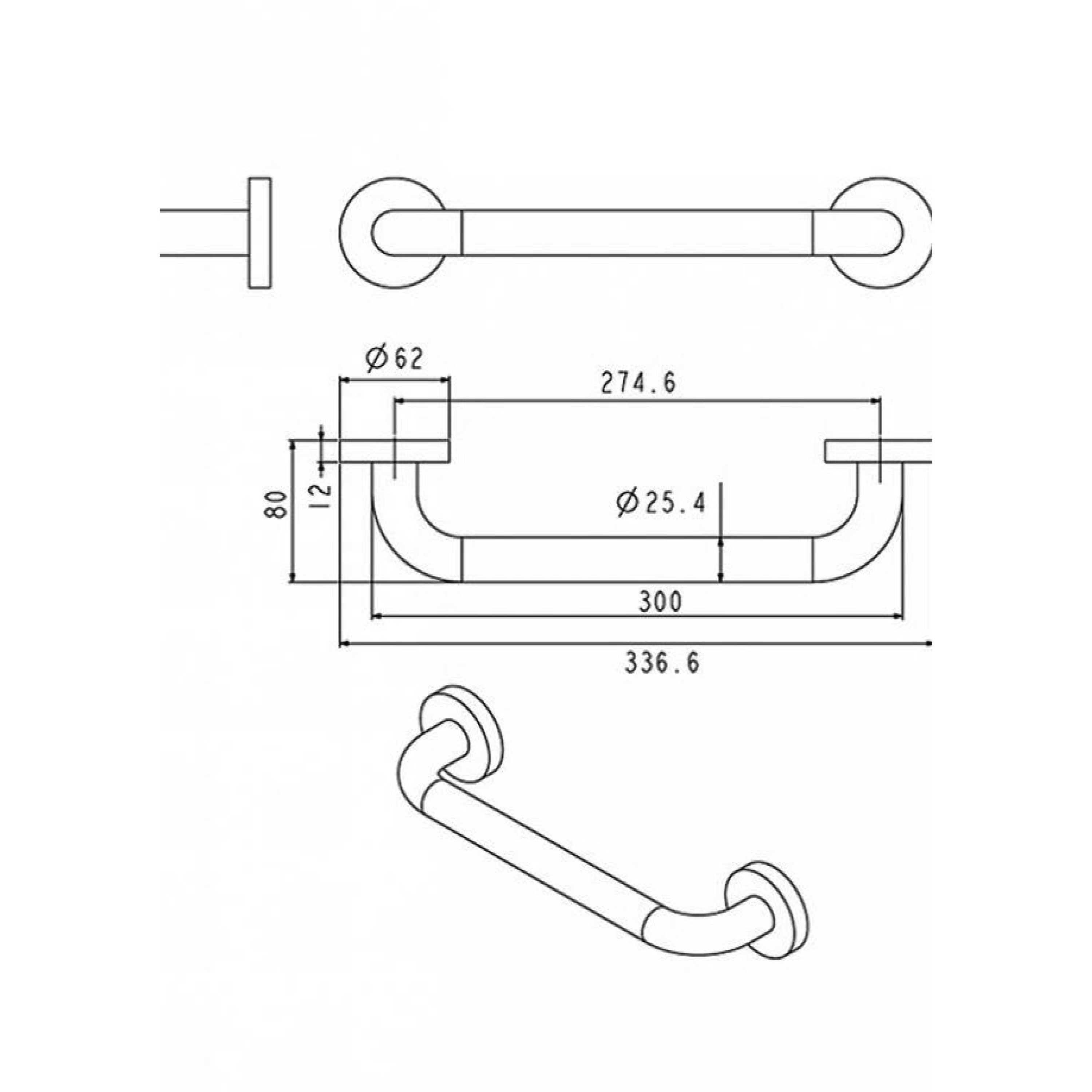 Støttehåndtak Strand Stainless Grabba Rett
