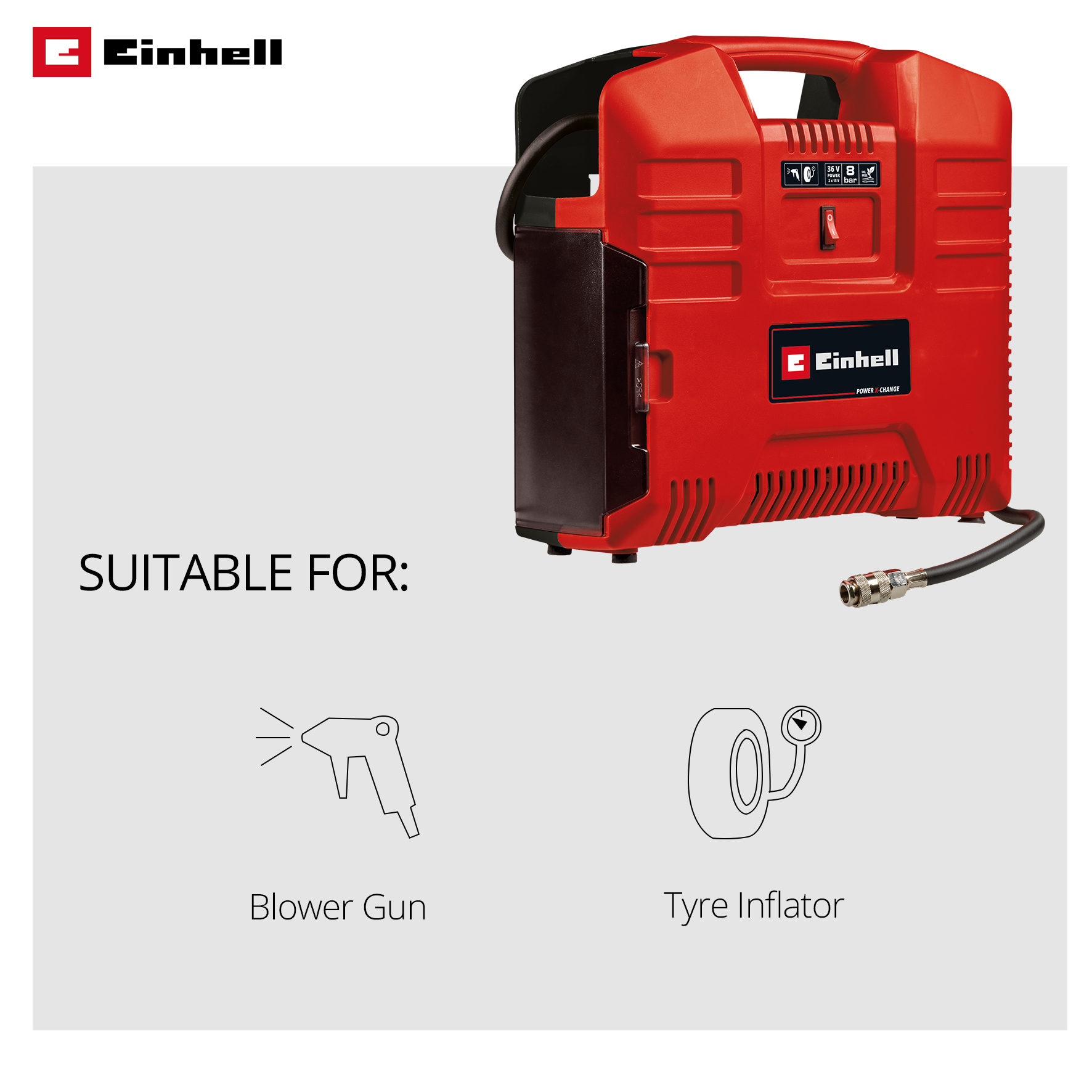 Portabel Kompressor Einhell TE-AC 36/8 Li OF Set-Solo Trådløs uten Batteri