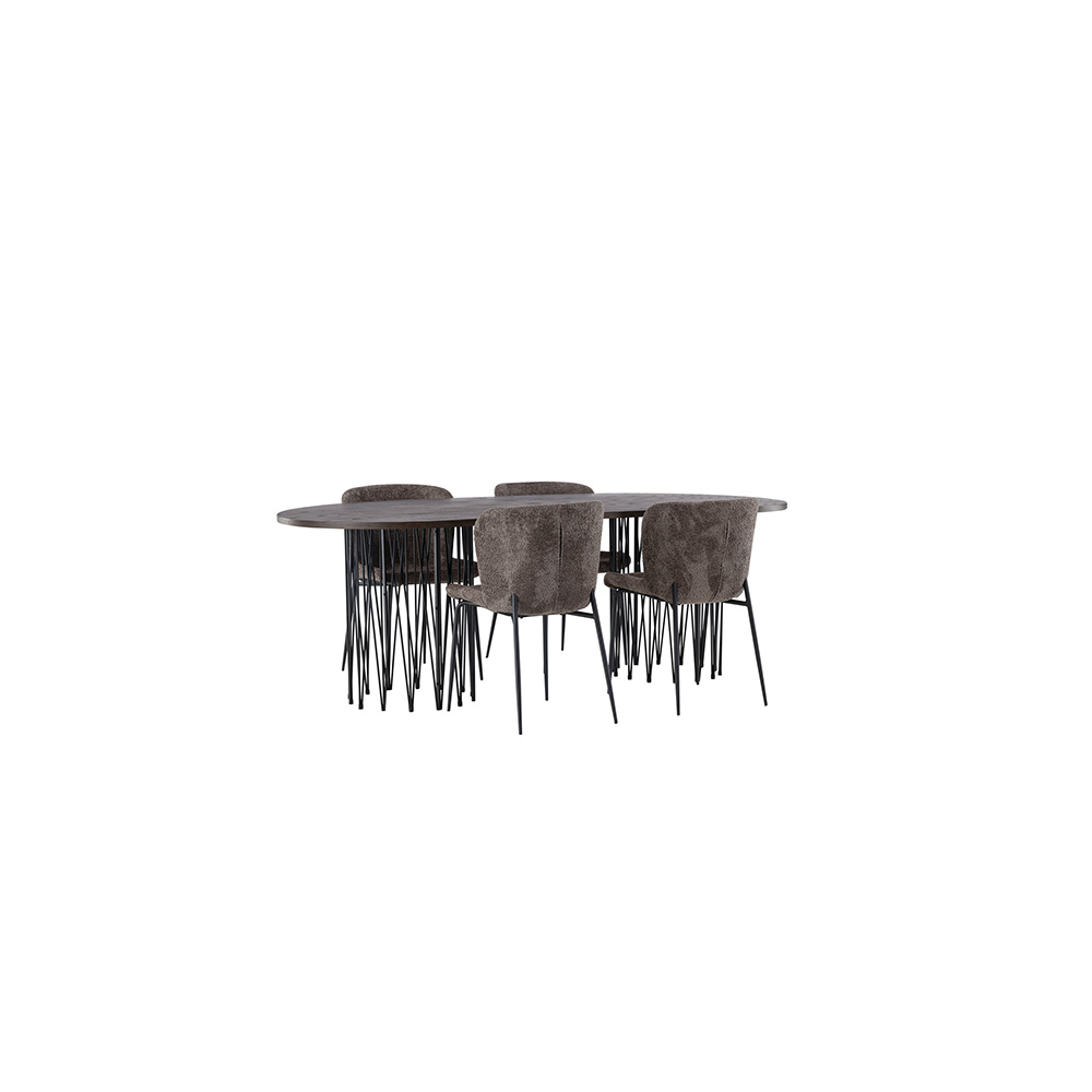 Spisegruppe Venture Home Stone med 4 Modesto Stoler