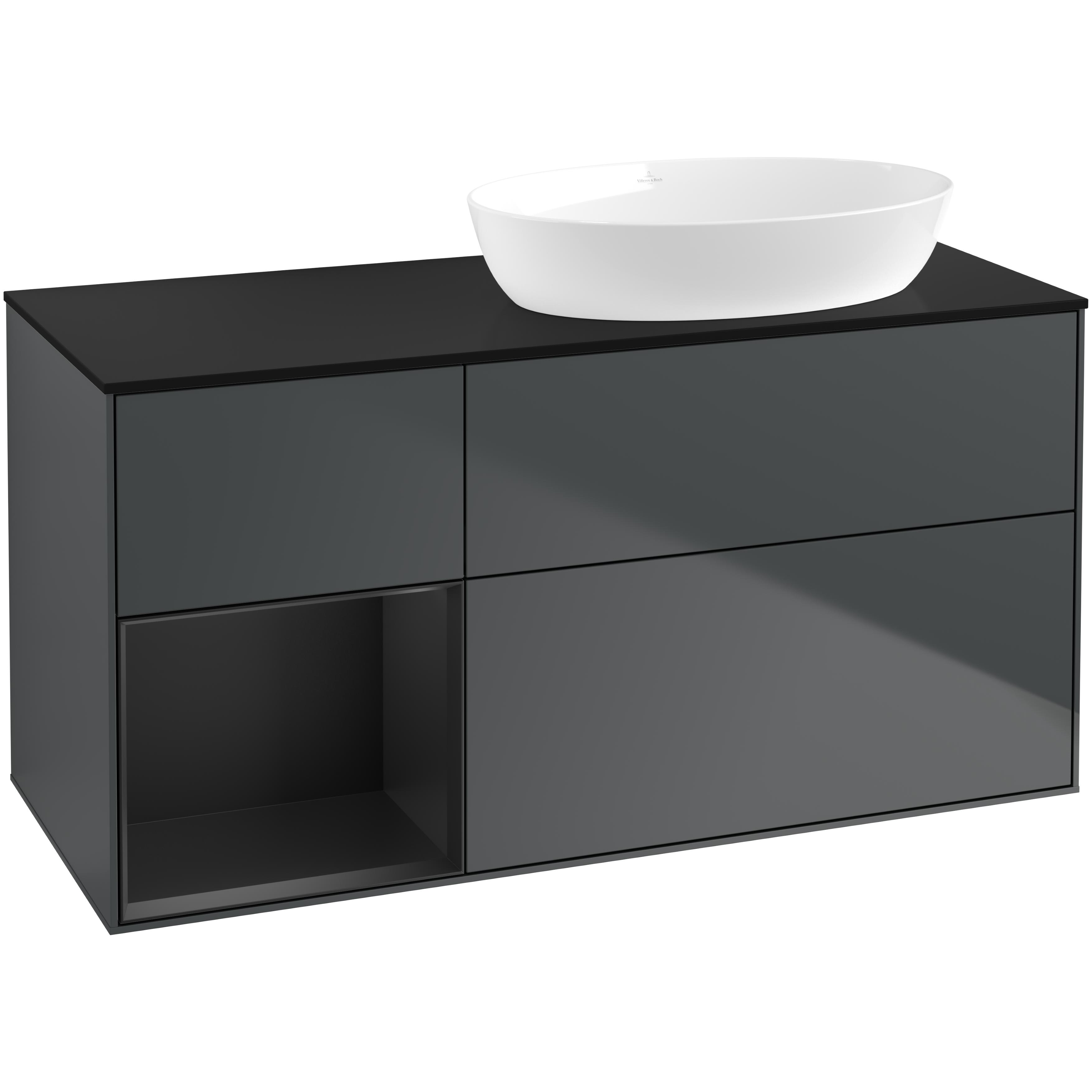 Tvättställsskåp Villeroy & Boch Finion med 3 Lådor Hylla och Bänkskiva för Ocentrerat Tvättställ från Artis & Collaro