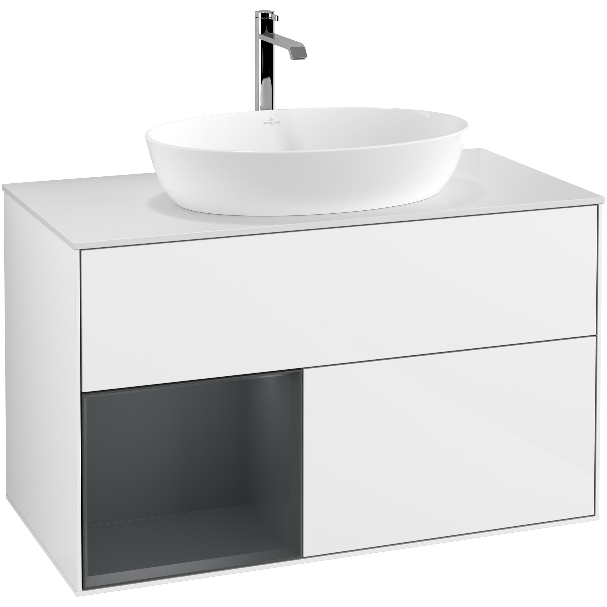 Tvättställsskåp Villeroy & Boch Finion med 2 Lådor Hylla och Bänkskiva för Fristående Tvättställ från Artis & Collaro | badrum - badrumsmobler - tvattstallsskap-och-kommod | KakelKungen