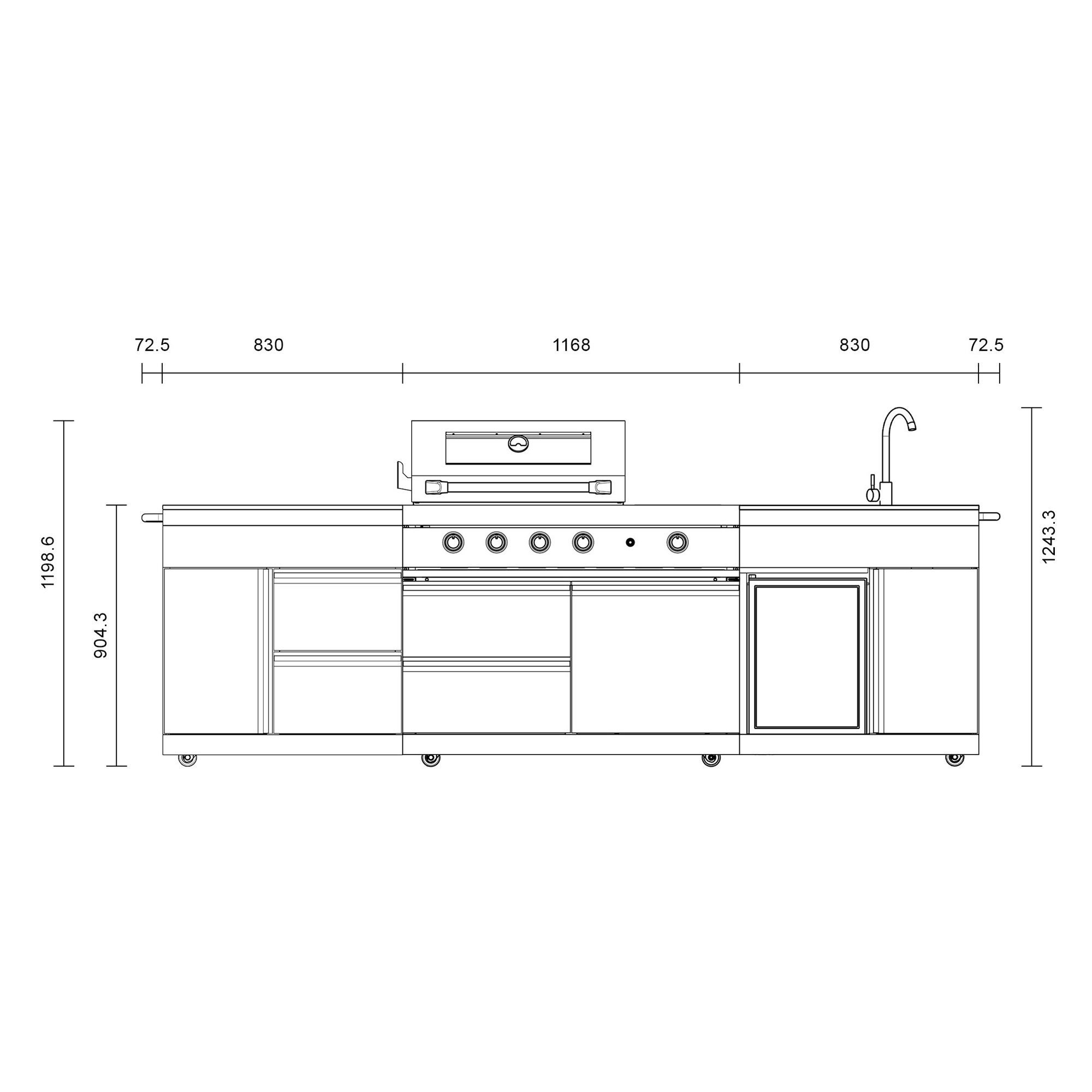 Frittstående Utekjøkken Myoutdoorkitchen Pure Plus Rustfritt