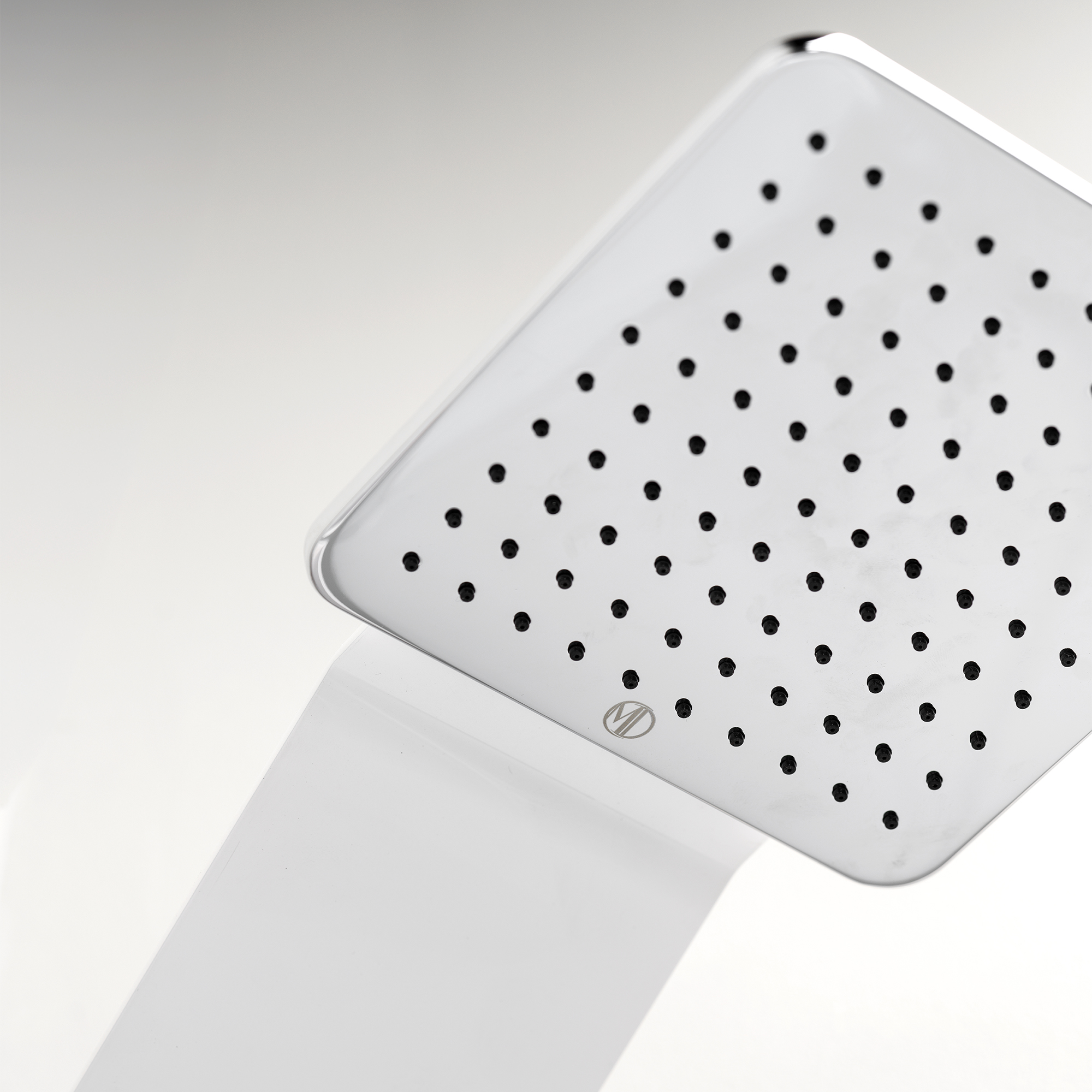 Dusjkabinett Macro Design Flow Semi med Innfelt Armatur, 1010x1010 mm, Matt aluminium Profil, Ice/Hvit bakvegg