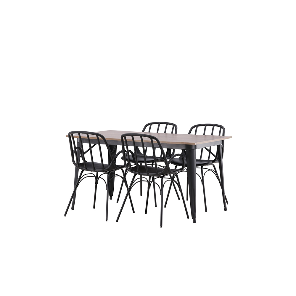 Spisegruppe Venture Home Tempe 140 cm med 4 Dyrön Stoler
