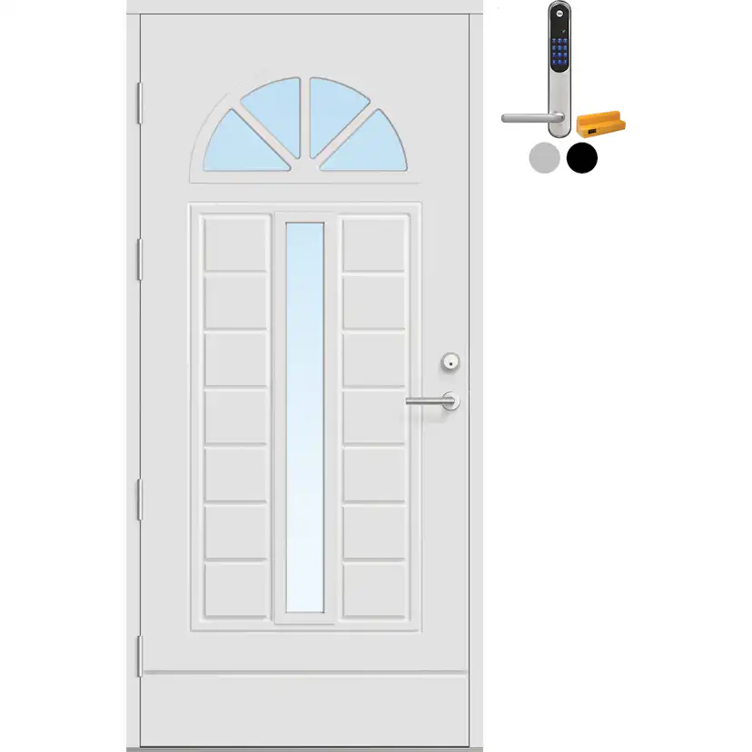 Ytterdør Bygg1 Fjell 13 Klarglass med Yale Doorman Classic Home