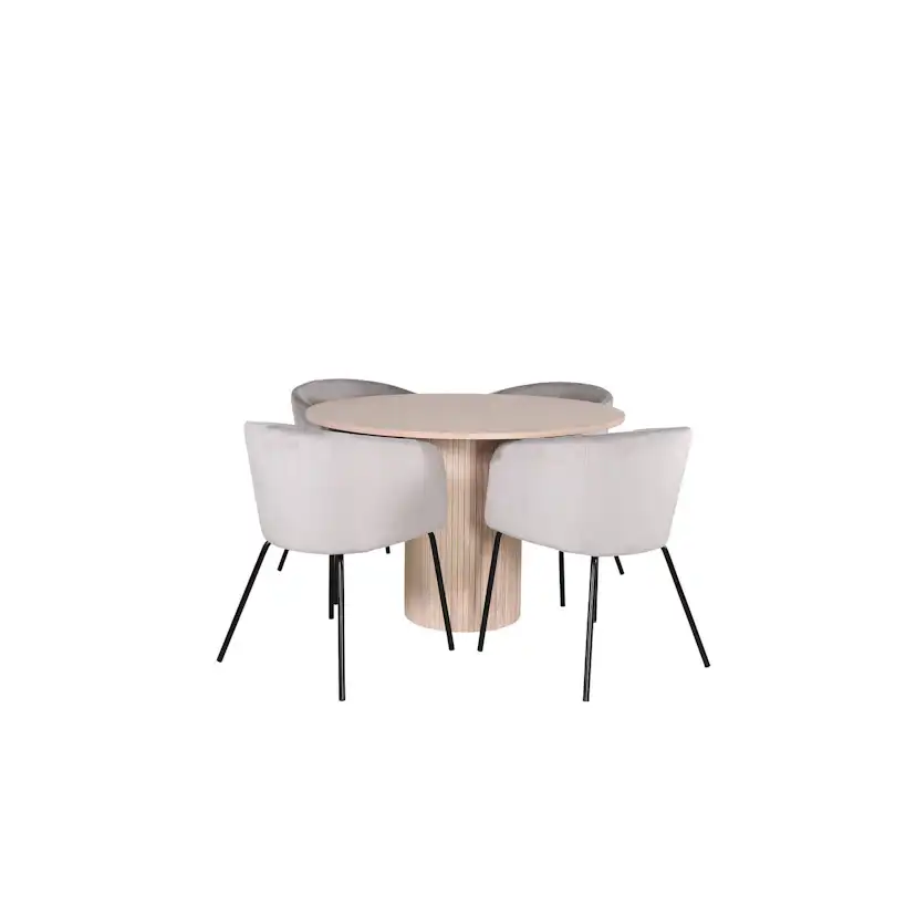 Spisegruppe Venture Home med Bianca Spisebord og 4 Bergen Spisestoler