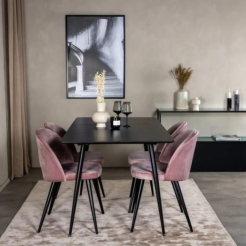 Spisegruppe Venture Home Silvia med Innleggsplate og 4 Valentina Stoler