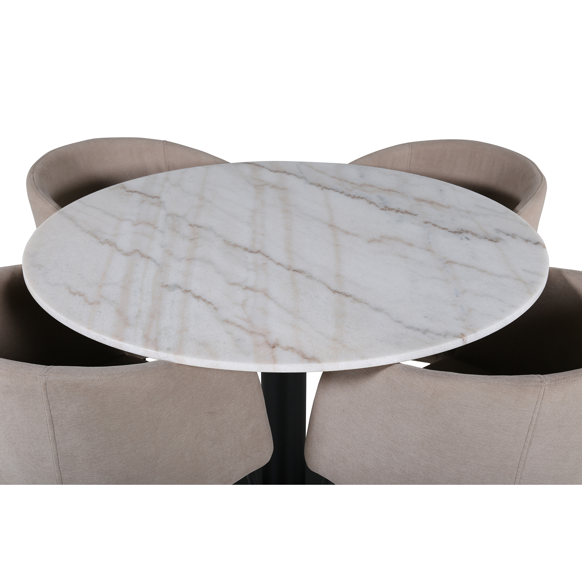 Spisegruppe Venture Home Estelle Ø106 cm med 4 Berit Stoler