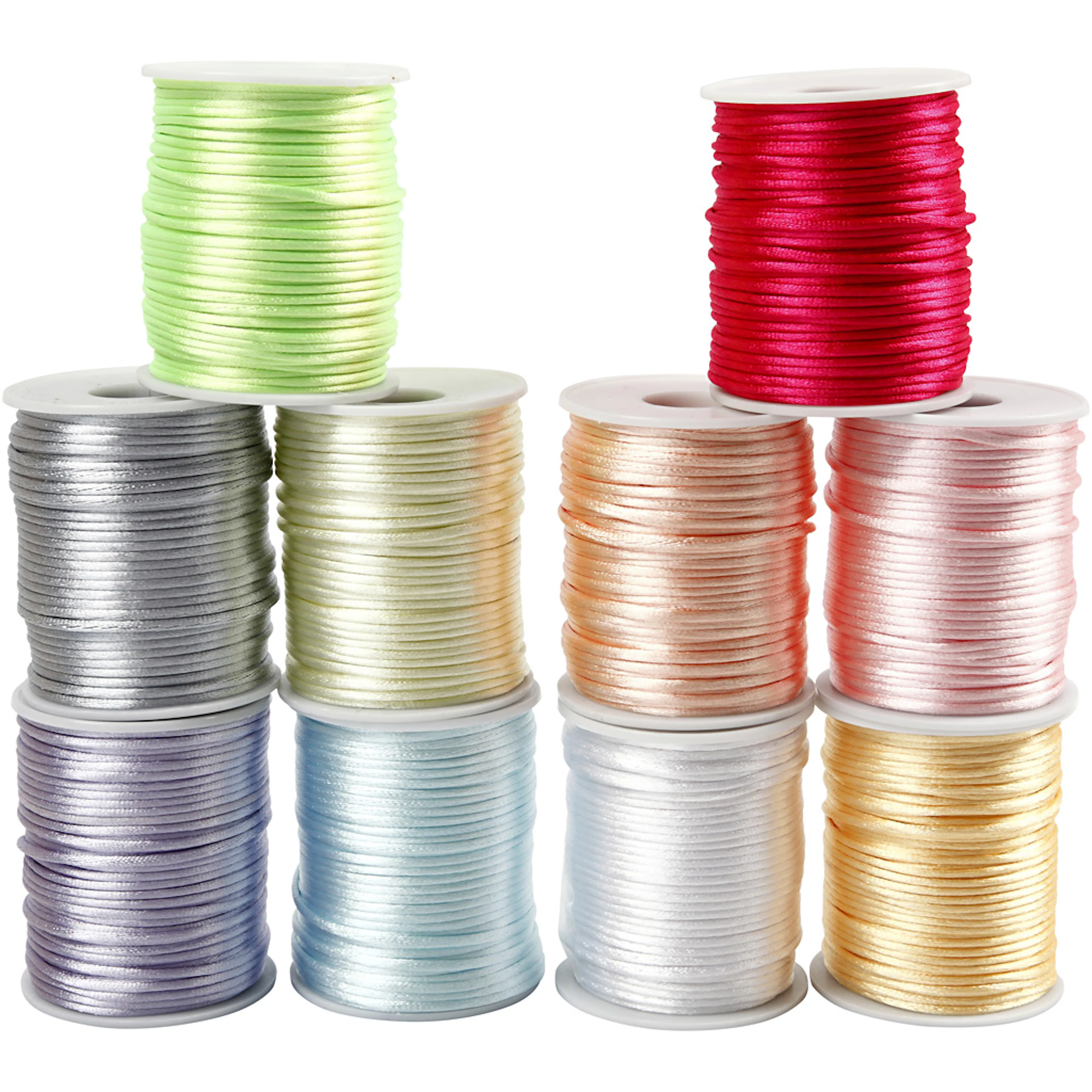 Satengsnor Creativ Company Sortiment Pastellfarger Tykkelse 2 mm 10x50 m/1 Pk