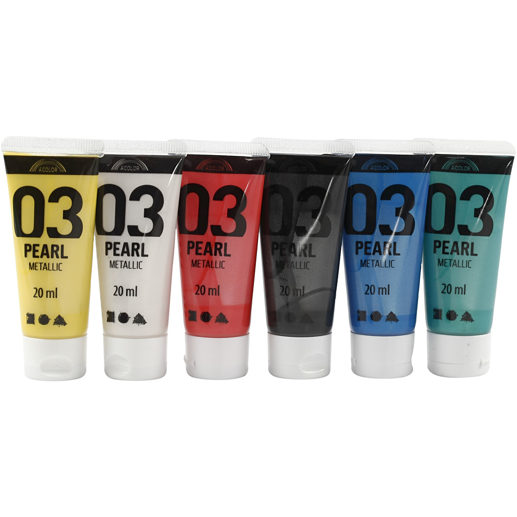 Akrylmaling Creativ Company A-color Standardfarger Nr 03 Metallic 6stk 20 ml/1 Pk