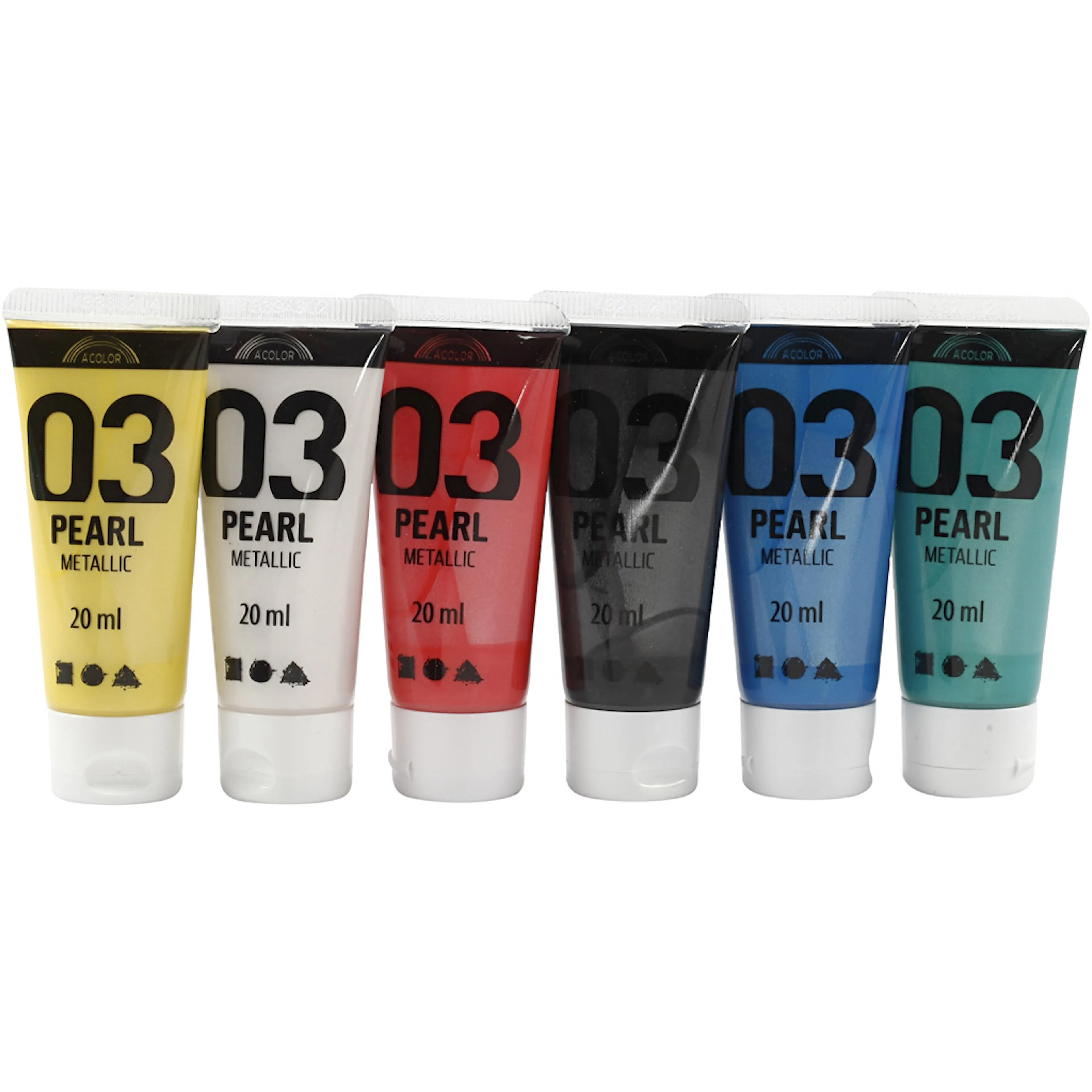 Akrylmaling Creativ Company A-color Standardfarger Nr 03 Metallic 6stk 20 ml/1 Pk