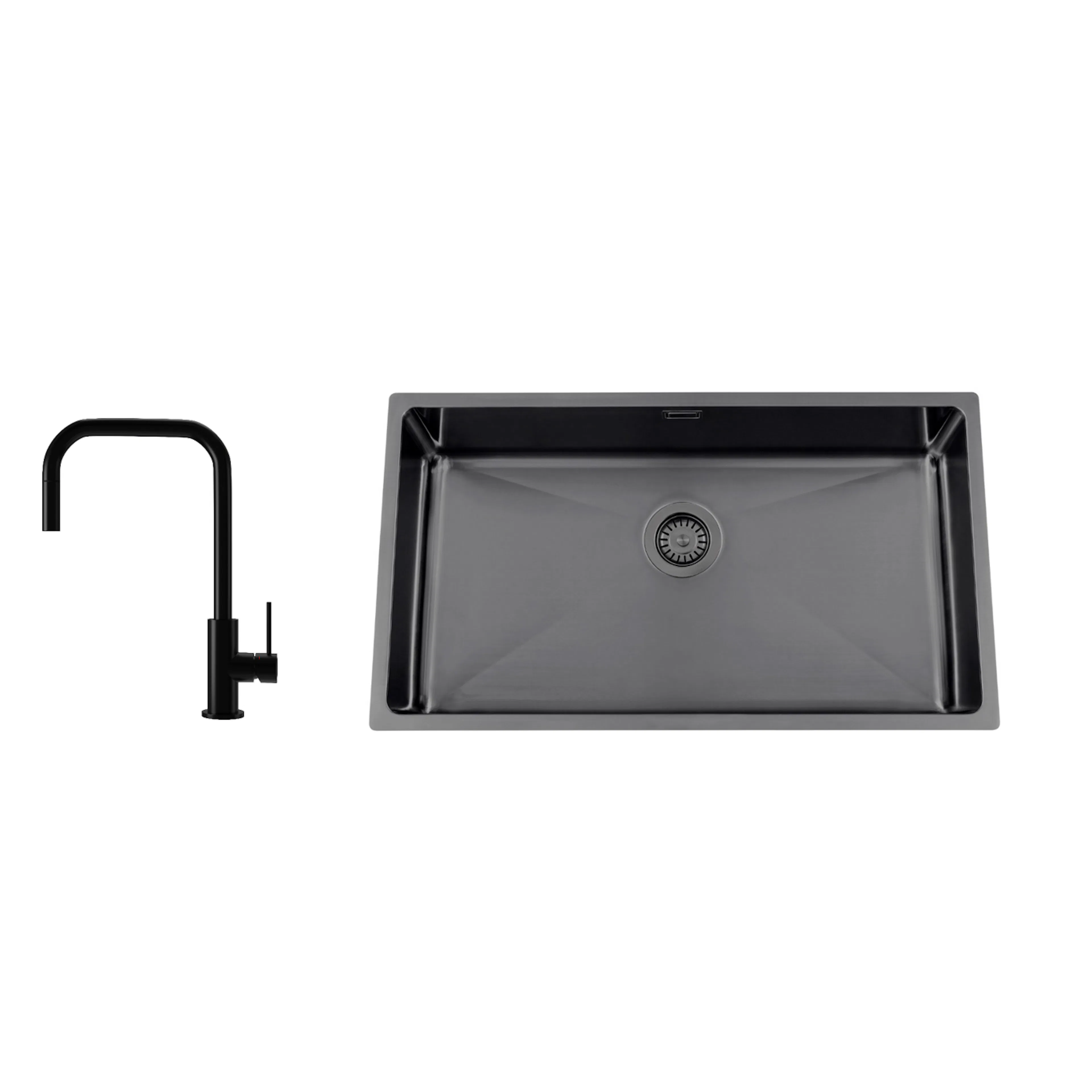 Kjøkkenvask Nordic Tech Titan 730 X med Kjøkkenbatteri Steel Accent Square D
