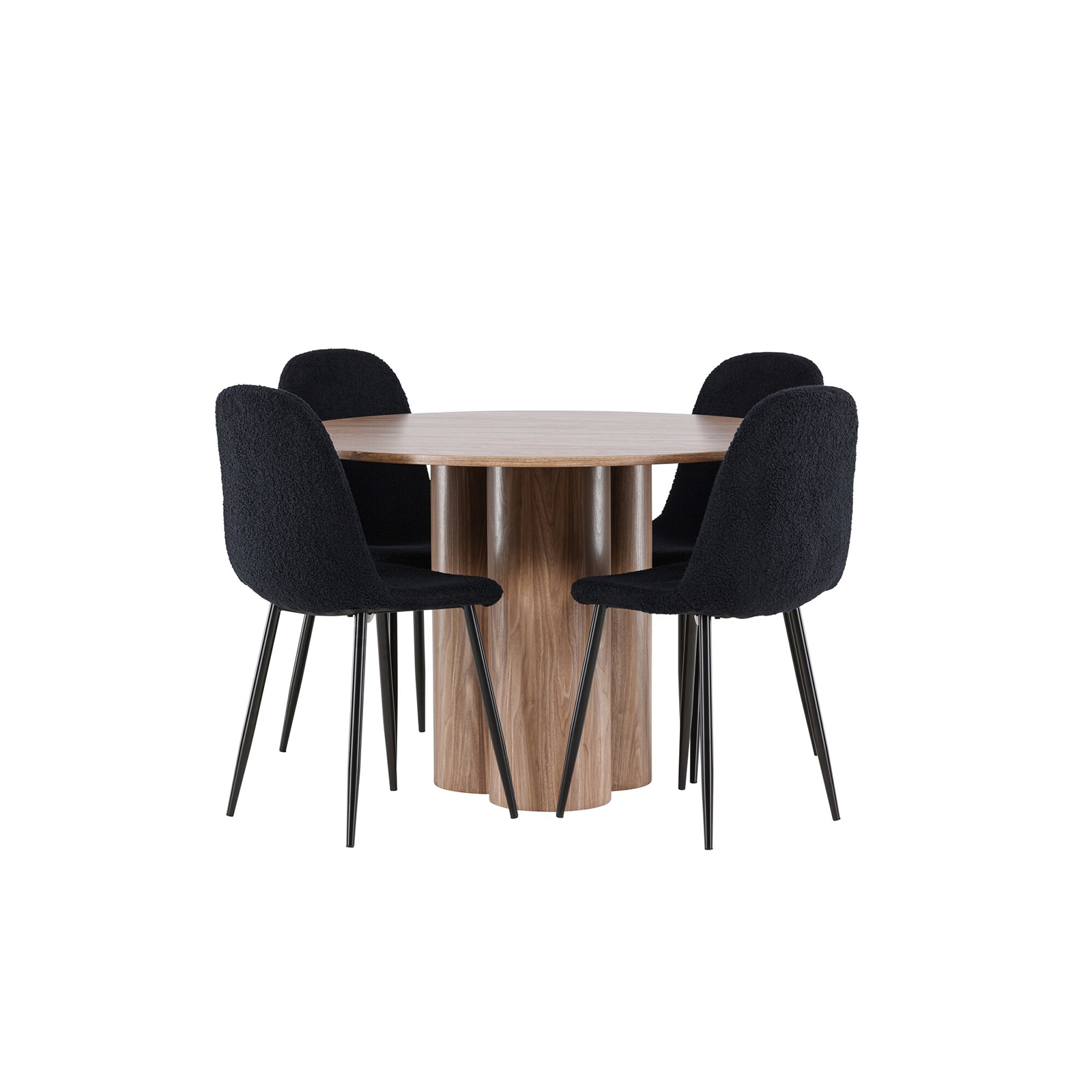 Spisegruppe Venture Home Olivia Ø110 med 4 stk Polar Stoler Teddy