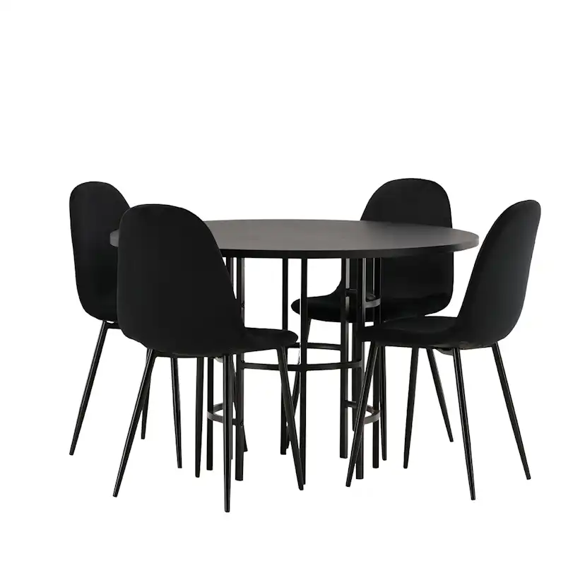Spisegruppe Venture Home Copenhagen med 4 Polar Stoler Fløyel