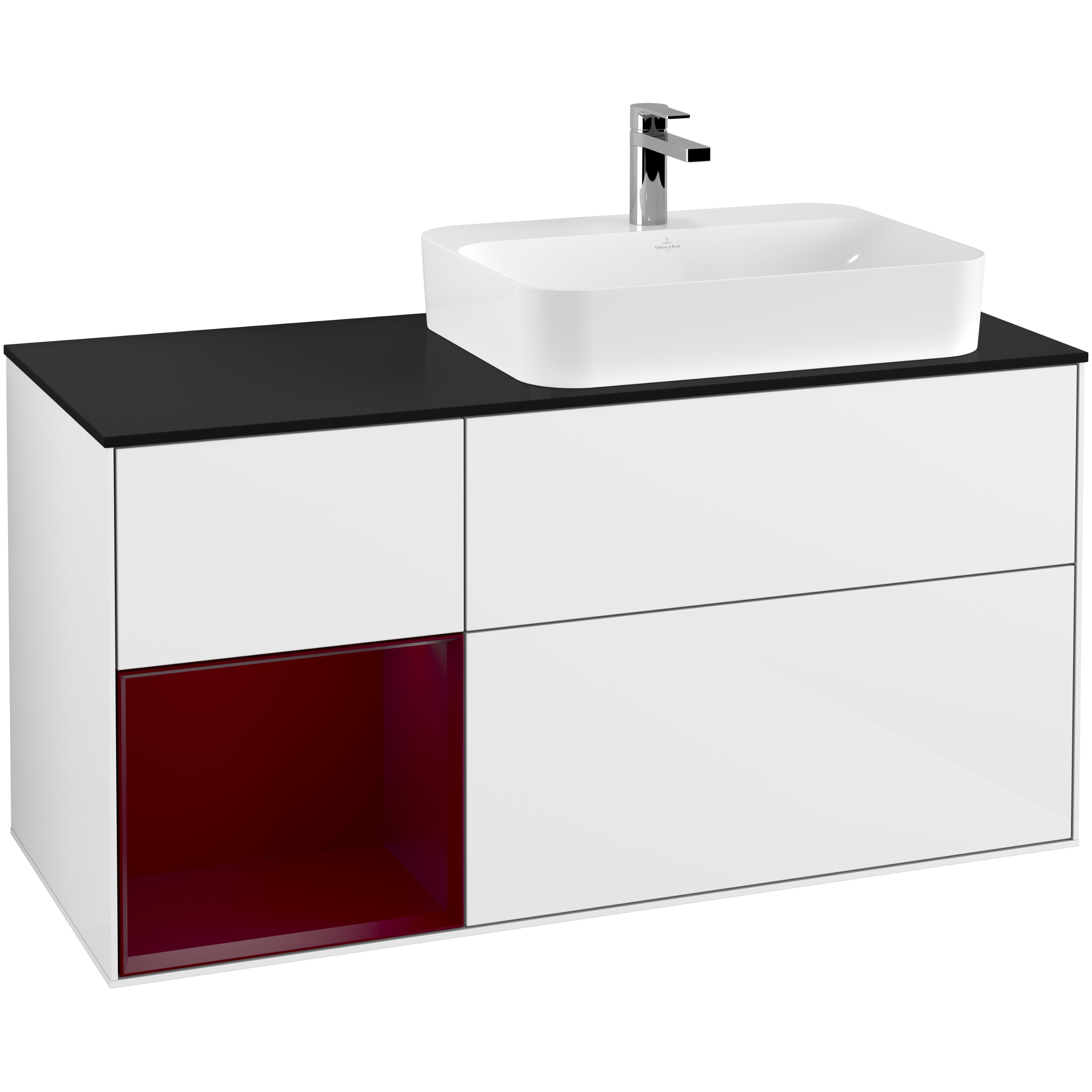 Tvättställsskåp Villeroy & Boch Finion med 3 Lådor Hylla och Bänkskiva för Ocentrerat Ytmonterat Tvättställ