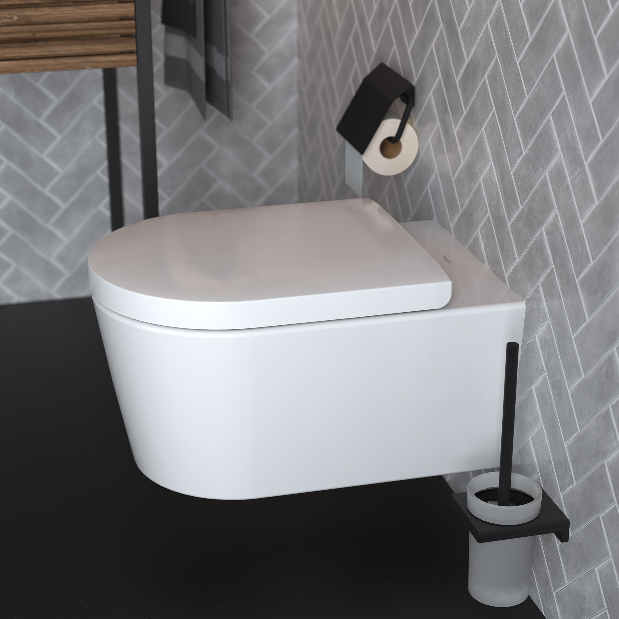 Hansgrohe AddStoris Pappershålalre med lock Mattsvart Sort Matt