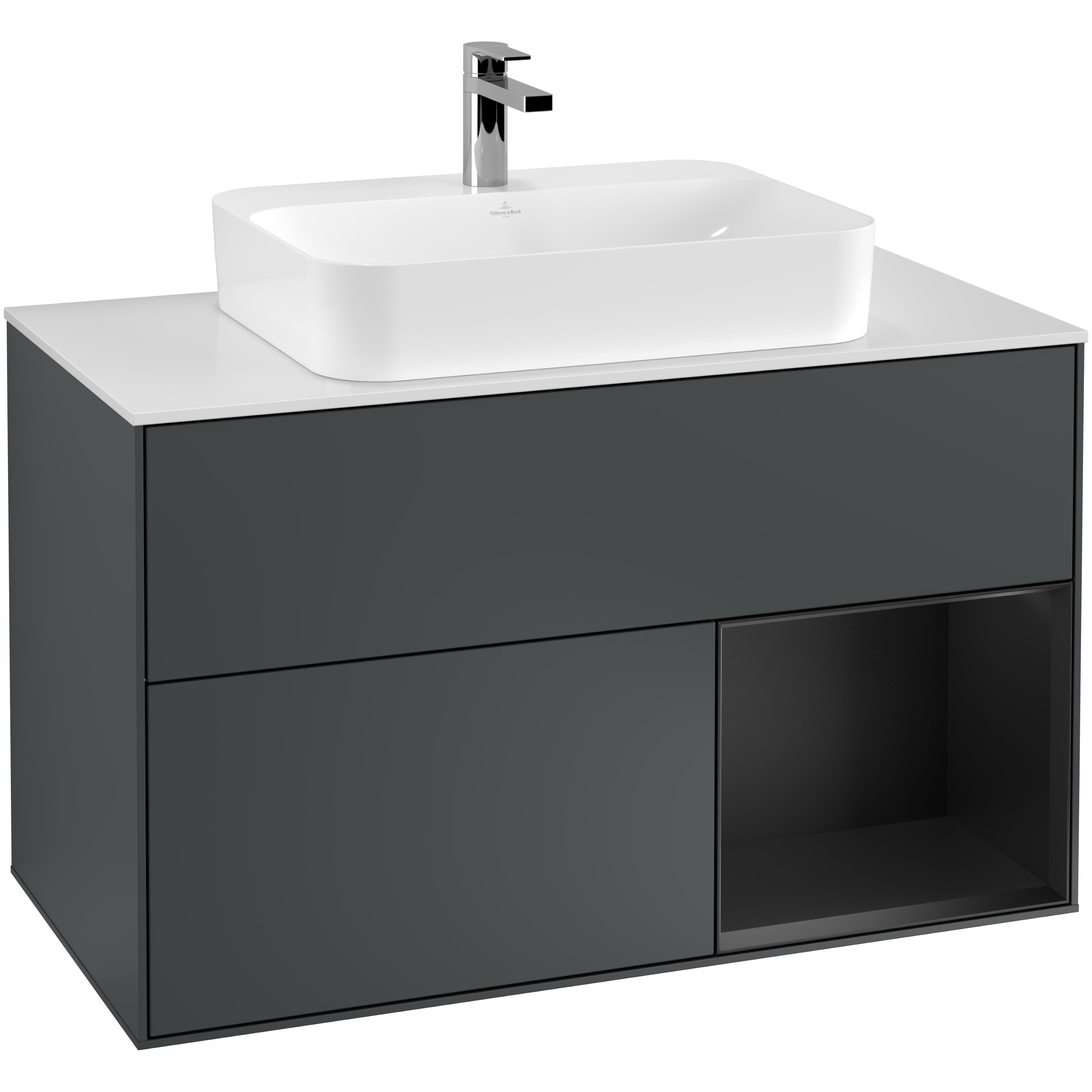 Tvättställsskåp Villeroy & Boch Finion med 2 Lådor Hylla och Bänkskiva för Ytmonterat Tvättställ | badrum - badrumsmobler - tvattstallsskap-och-kommod | KakelKungen