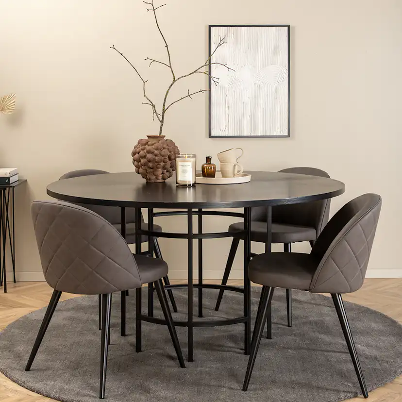 Spisegruppe furniture/fashion Copenhagen Ø140 cm med 4 Velvet Stoler
