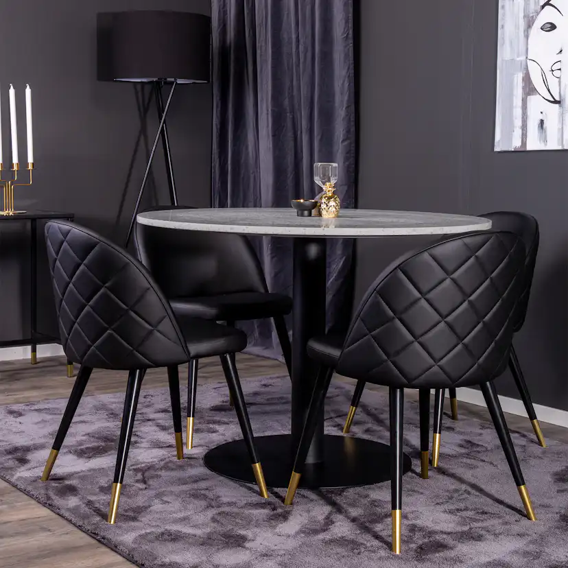 Spisegruppe Venture Home Roxanna med 4 Valentina Stoler Lær