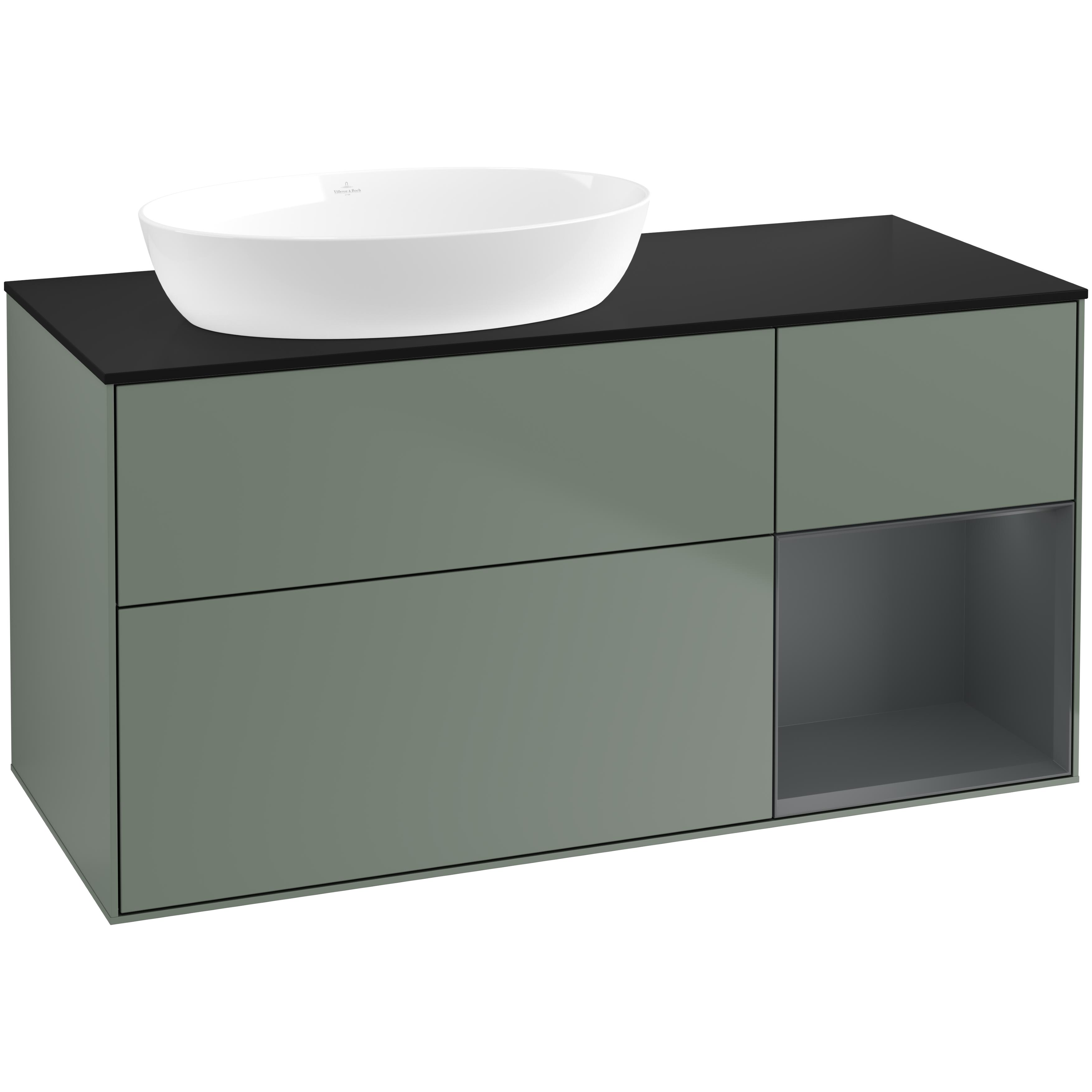 Tvättställsskåp Villeroy & Boch Finion med 3 Lådor Hylla och Bänkskiva för Ocentrerat Tvättställ från Artis & Collaro