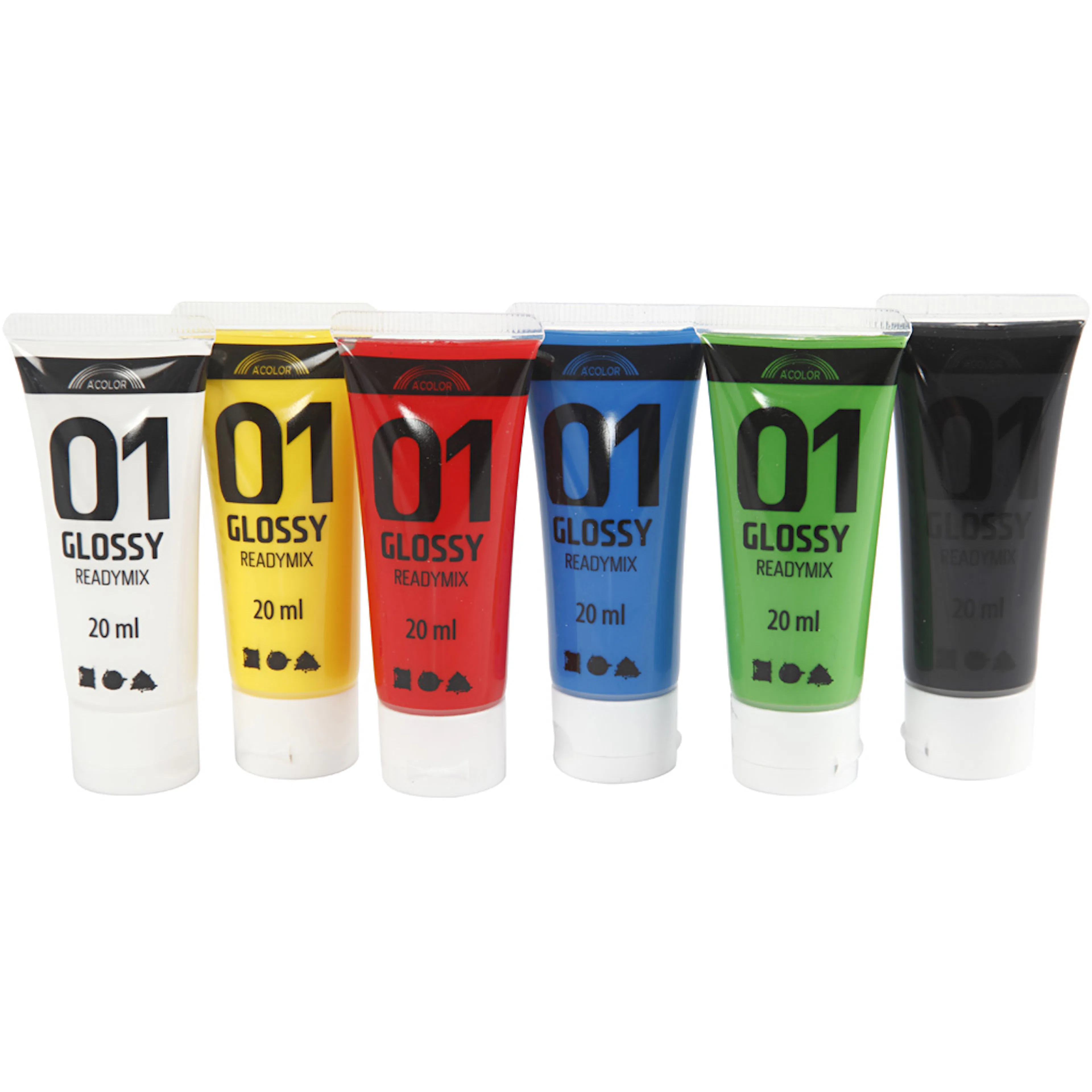 Akrylmaling Creativ Company A-color standardfarger Nr 01 Blank 6stk 20 ml/1 Pk