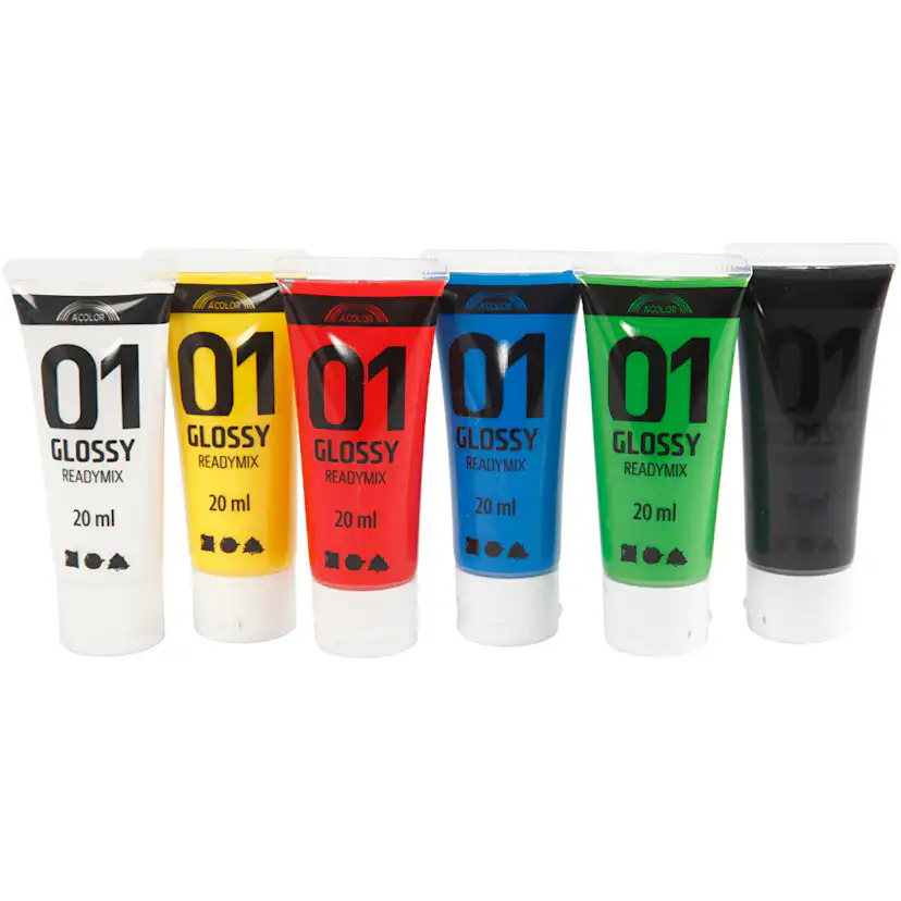 Akrylmaling Creativ Company A-color standardfarger Nr 01 Blank 6stk 20 ml/1 Pk