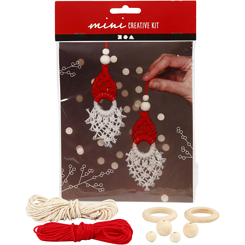 Materiellsett Creativ Company Mini DIY Kit Makramé Nisse 2 stk/1 sett